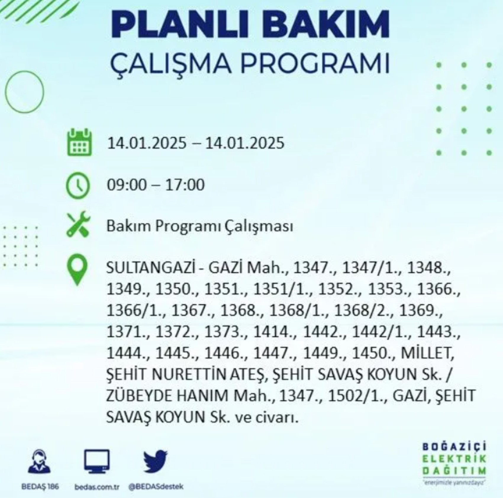 BEDAŞ açıkladı... İstanbul'da elektrik kesintisi: 14 Ocak'ta hangi mahalleler etkilenecek?