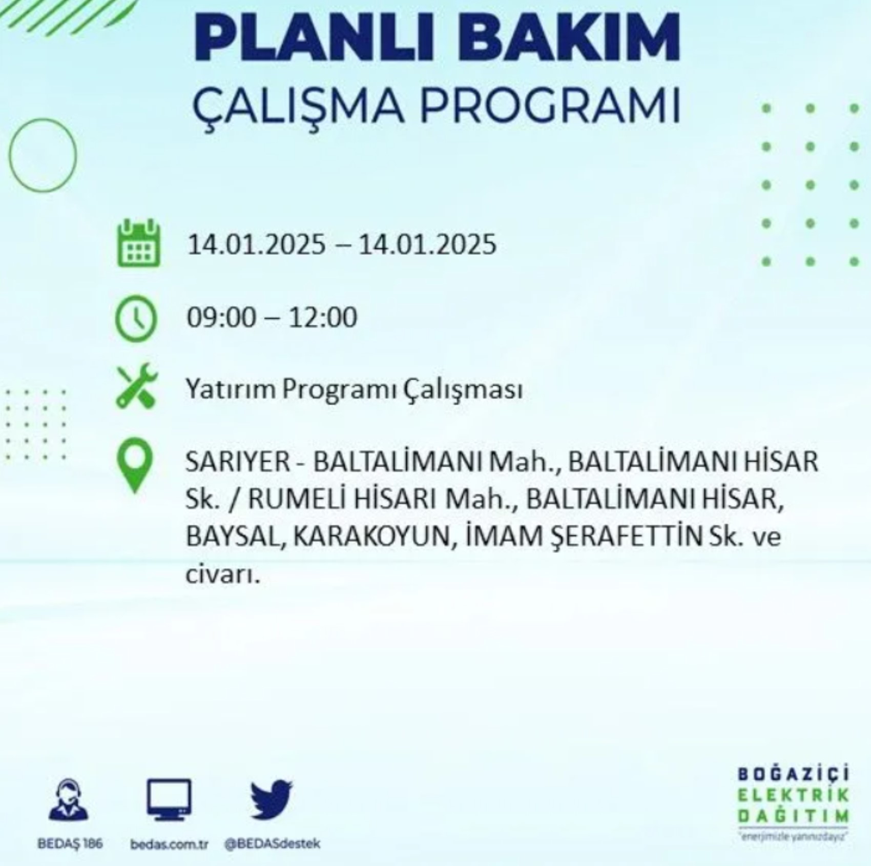 BEDAŞ açıkladı... İstanbul'da elektrik kesintisi: 14 Ocak'ta hangi mahalleler etkilenecek?