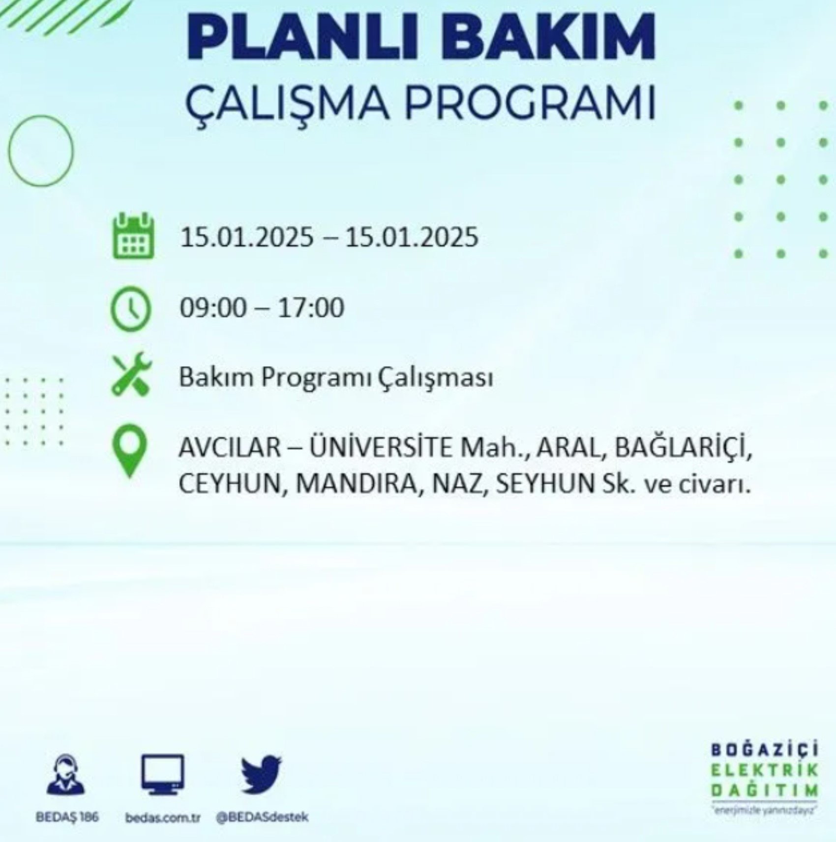 BEDAŞ açıkladı... İstanbul'da elektrik kesintisi: 15 Ocak'ta hangi mahalleler etkilenecek?