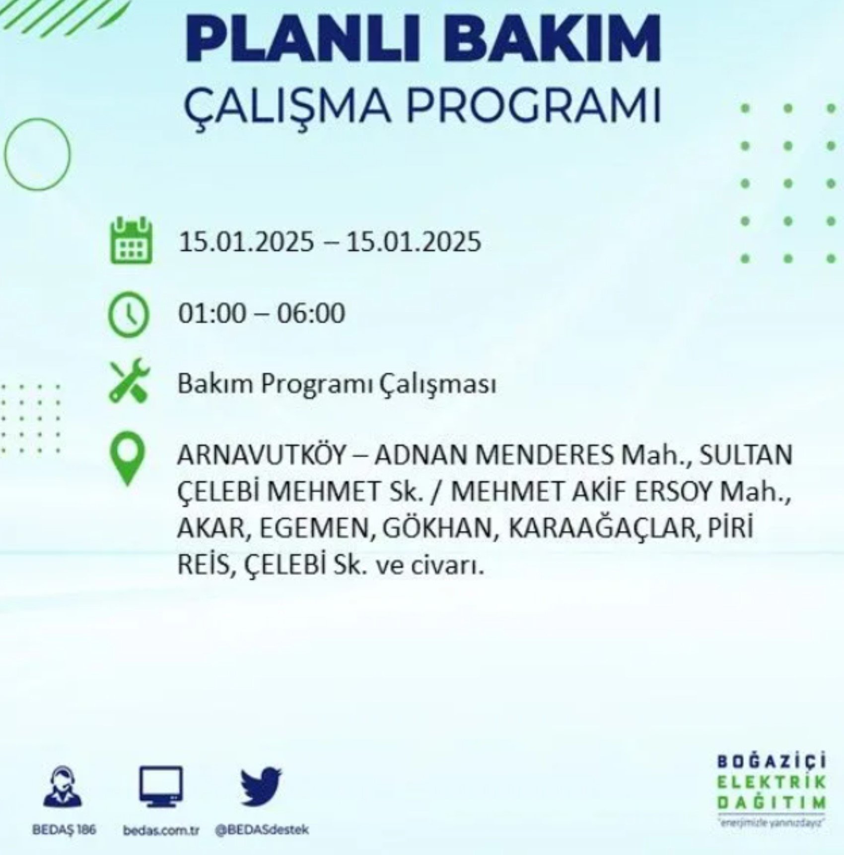 BEDAŞ açıkladı... İstanbul'da elektrik kesintisi: 15 Ocak'ta hangi mahalleler etkilenecek?