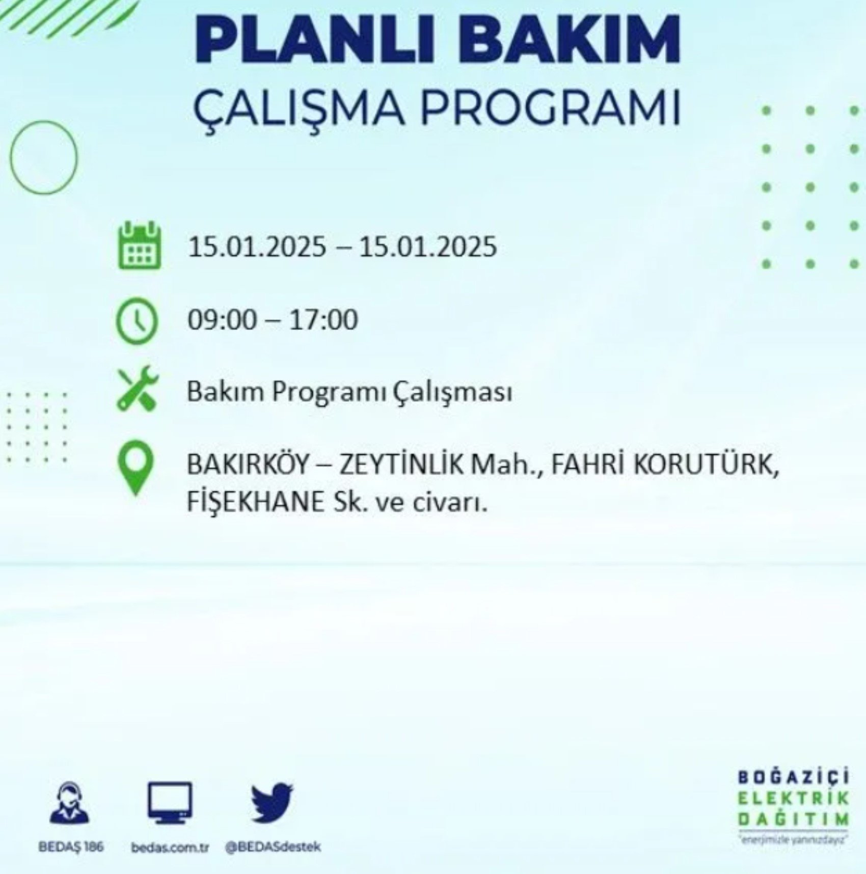 BEDAŞ açıkladı... İstanbul'da elektrik kesintisi: 15 Ocak'ta hangi mahalleler etkilenecek?