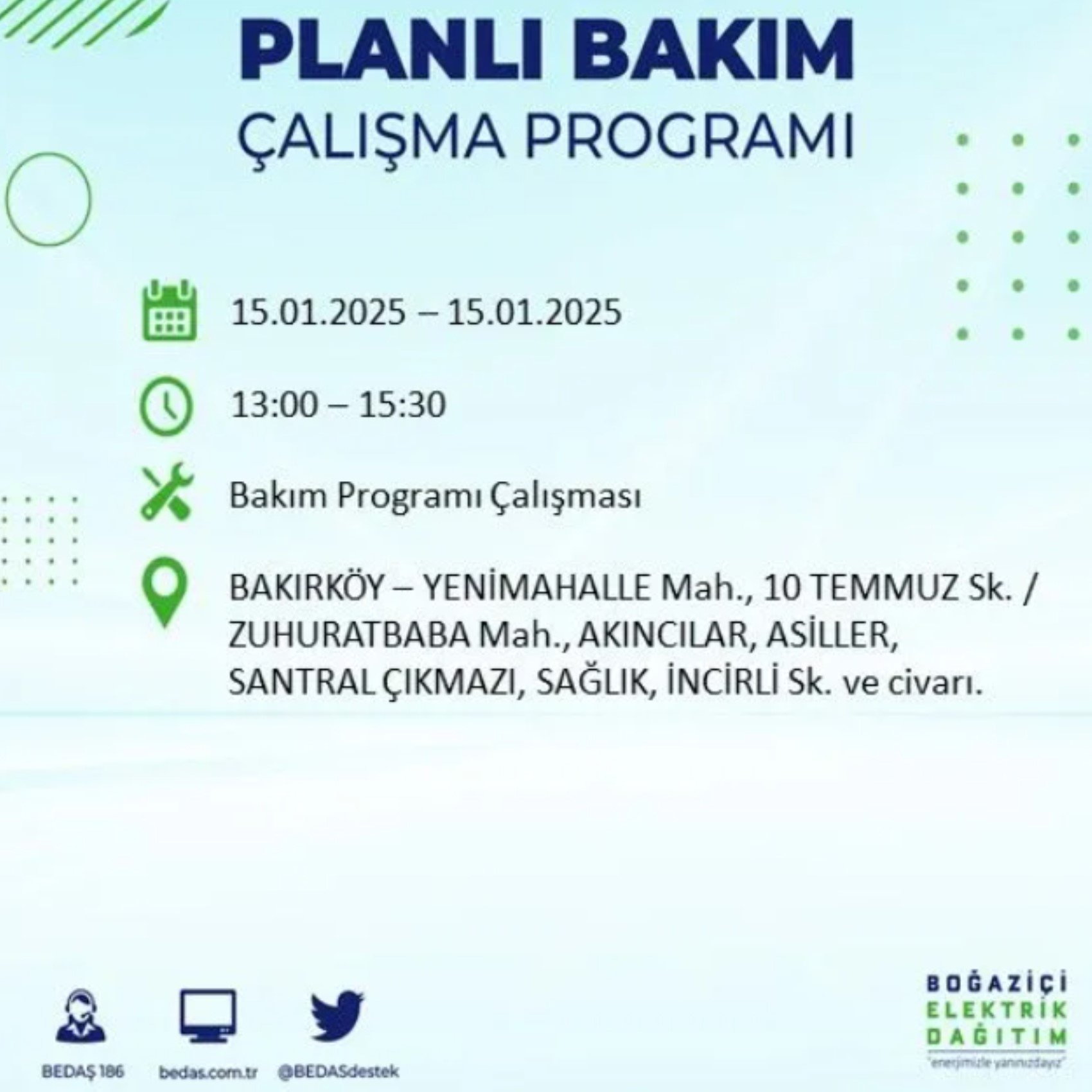 BEDAŞ açıkladı... İstanbul'da elektrik kesintisi: 15 Ocak'ta hangi mahalleler etkilenecek?