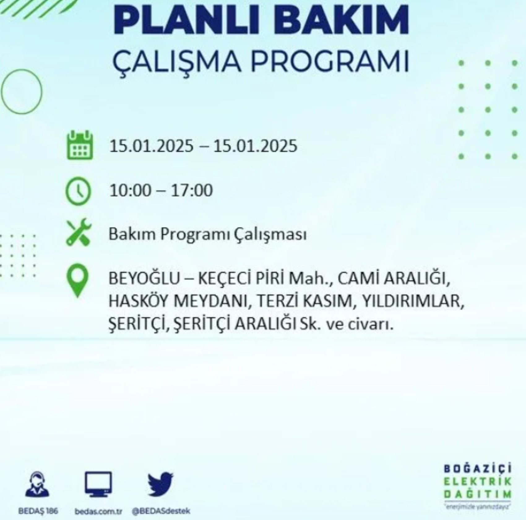 BEDAŞ açıkladı... İstanbul'da elektrik kesintisi: 15 Ocak'ta hangi mahalleler etkilenecek?