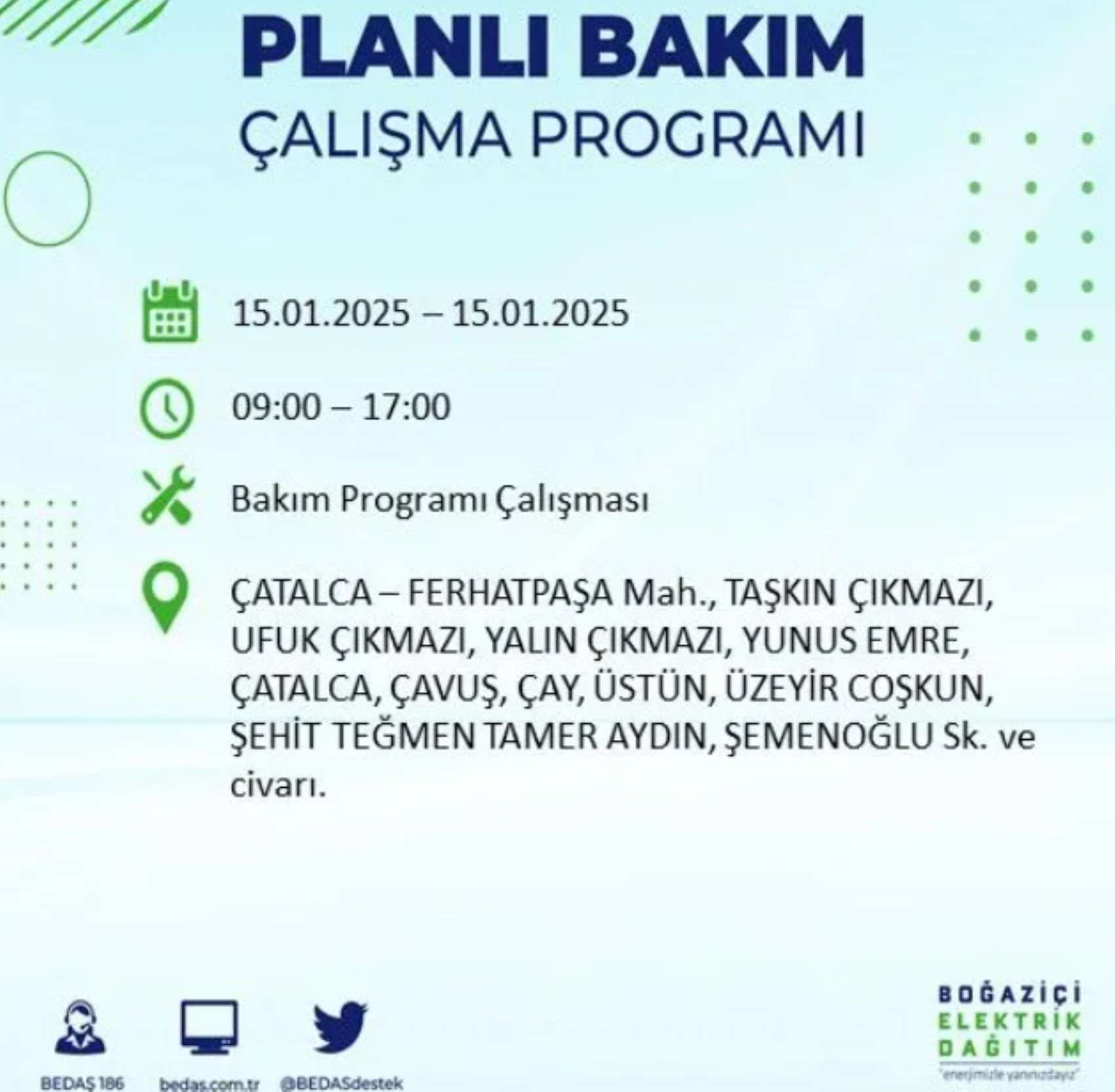 BEDAŞ açıkladı... İstanbul'da elektrik kesintisi: 15 Ocak'ta hangi mahalleler etkilenecek?