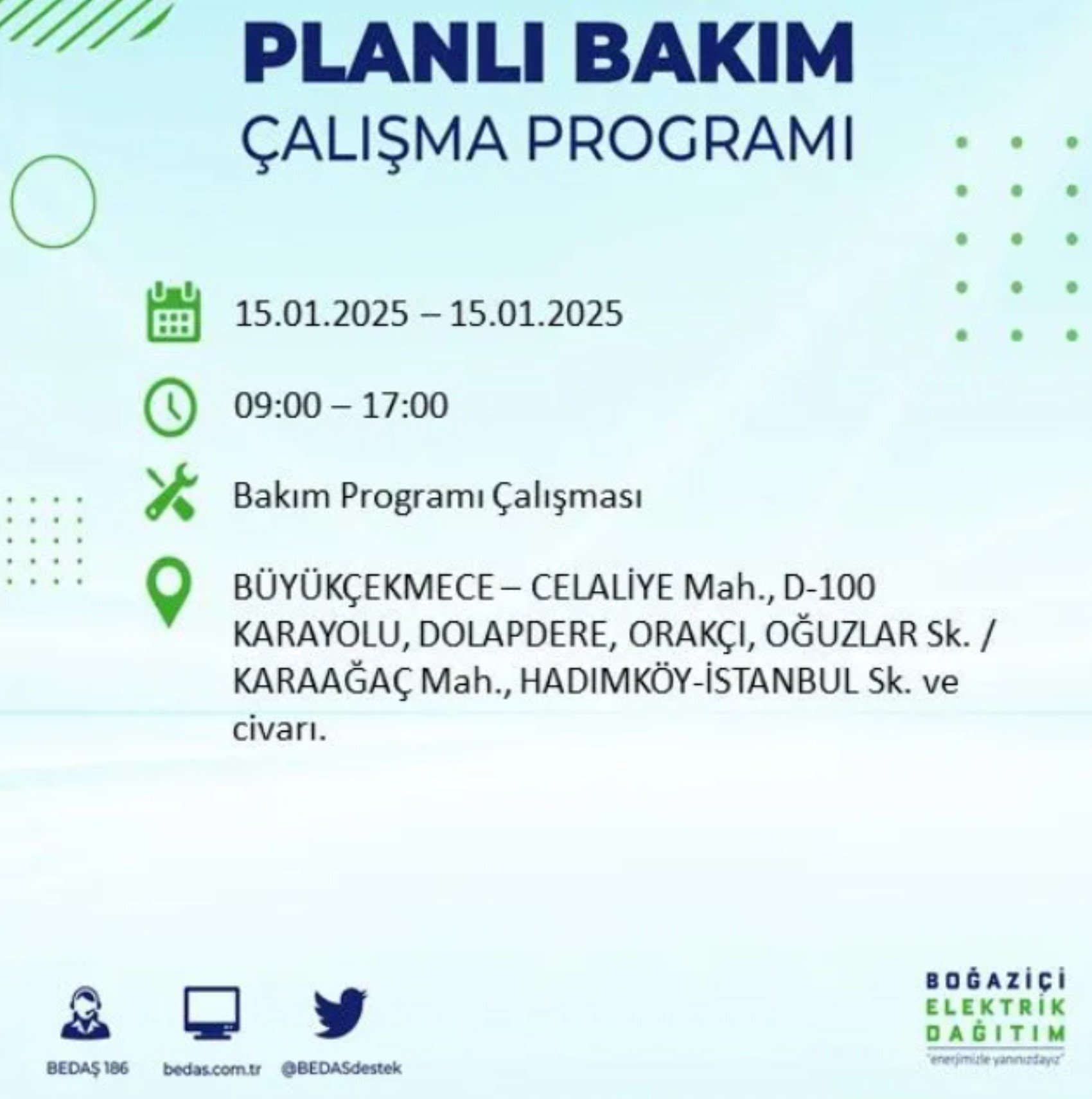 BEDAŞ açıkladı... İstanbul'da elektrik kesintisi: 15 Ocak'ta hangi mahalleler etkilenecek?