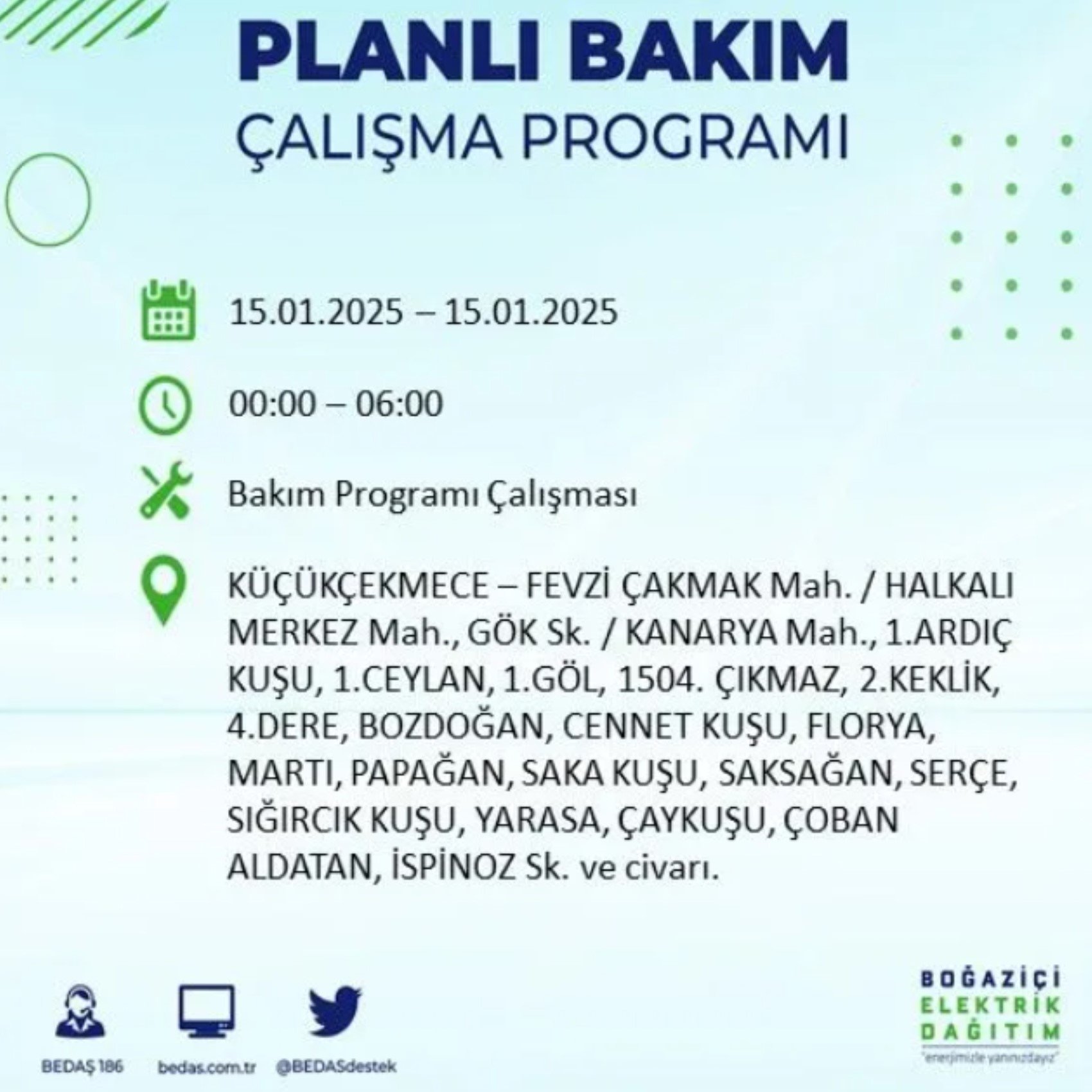 BEDAŞ açıkladı... İstanbul'da elektrik kesintisi: 15 Ocak'ta hangi mahalleler etkilenecek?