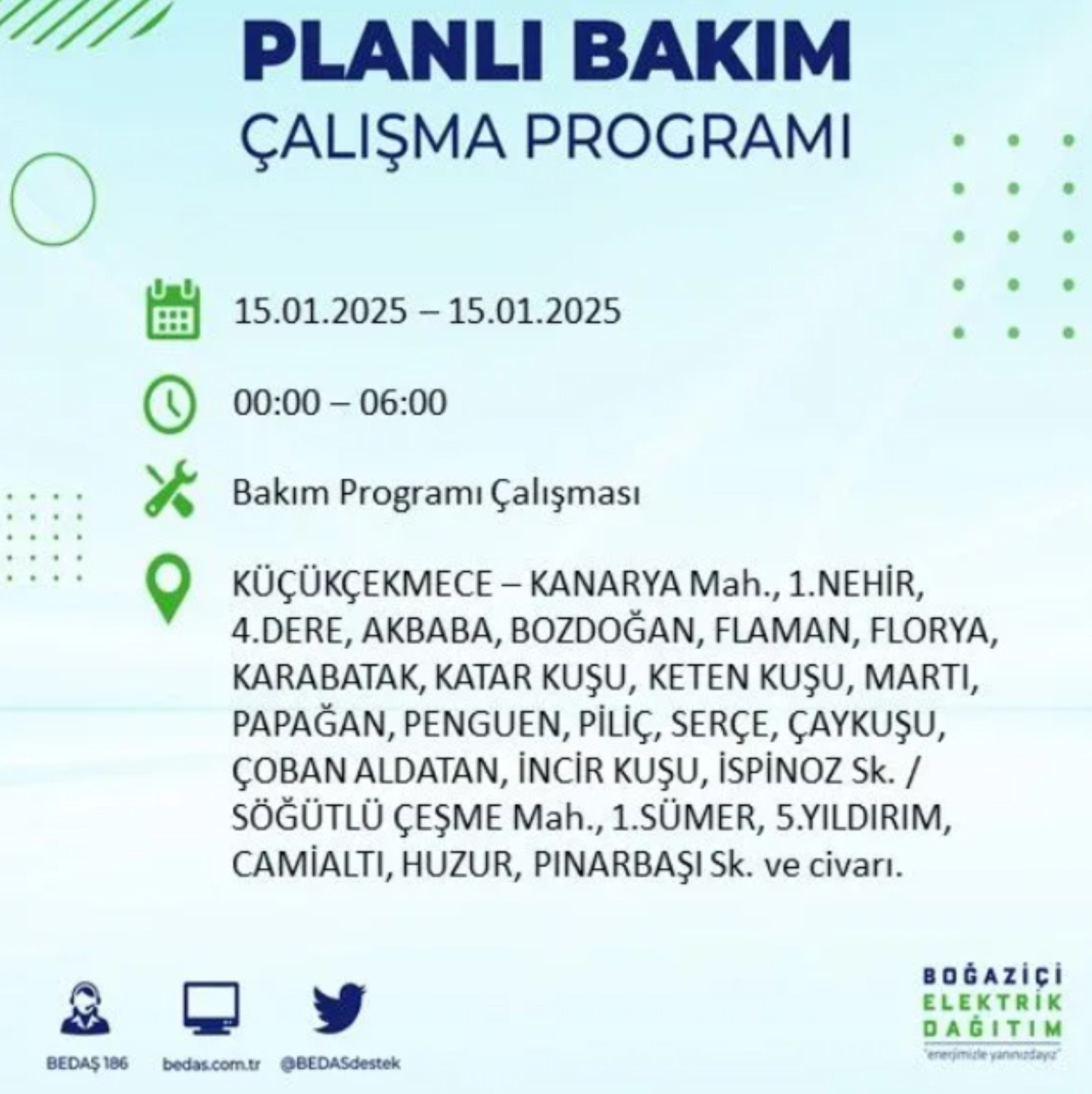 BEDAŞ açıkladı... İstanbul'da elektrik kesintisi: 15 Ocak'ta hangi mahalleler etkilenecek?