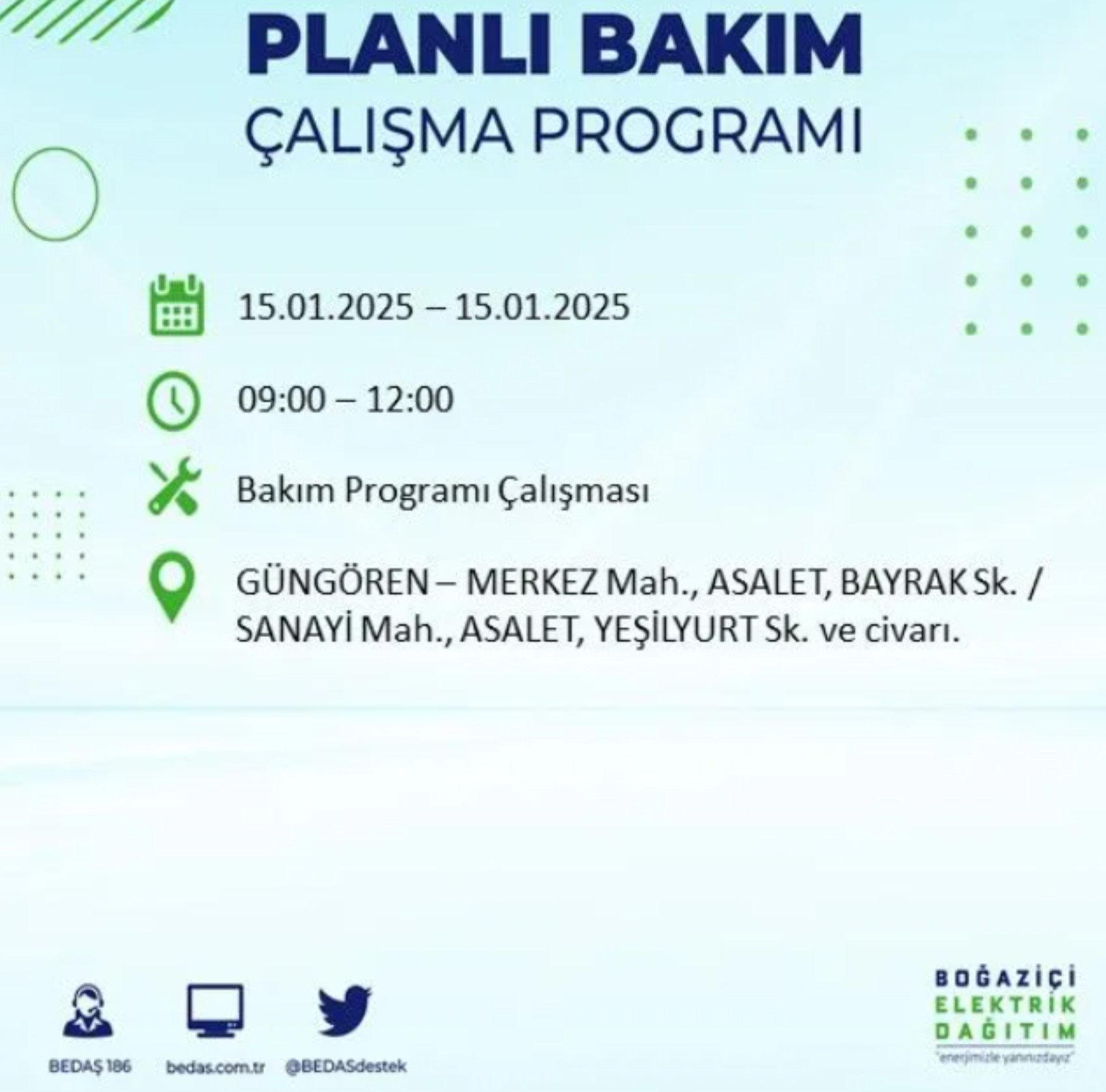 BEDAŞ açıkladı... İstanbul'da elektrik kesintisi: 15 Ocak'ta hangi mahalleler etkilenecek?