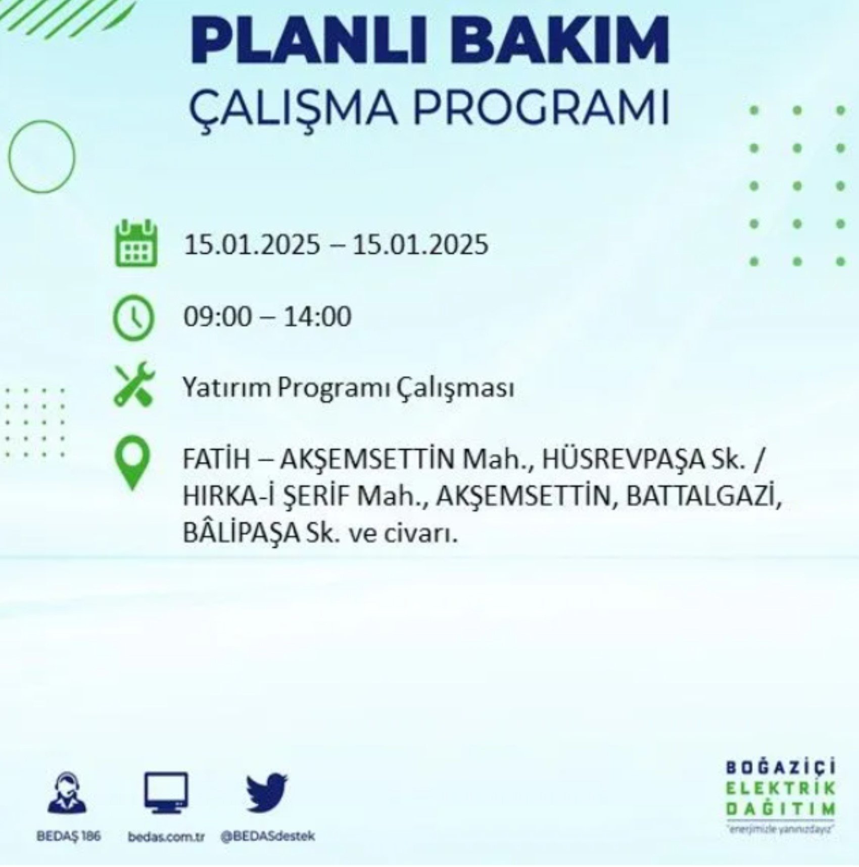 BEDAŞ açıkladı... İstanbul'da elektrik kesintisi: 15 Ocak'ta hangi mahalleler etkilenecek?