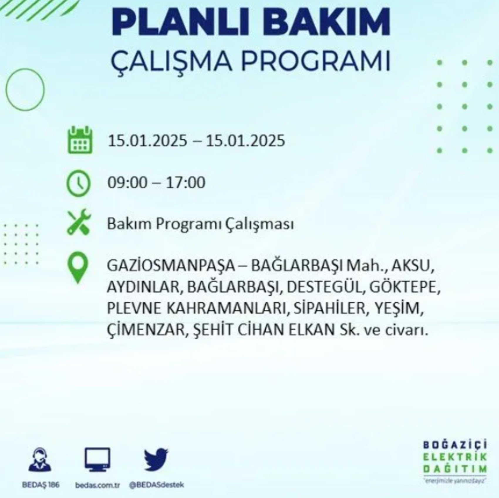 BEDAŞ açıkladı... İstanbul'da elektrik kesintisi: 15 Ocak'ta hangi mahalleler etkilenecek?