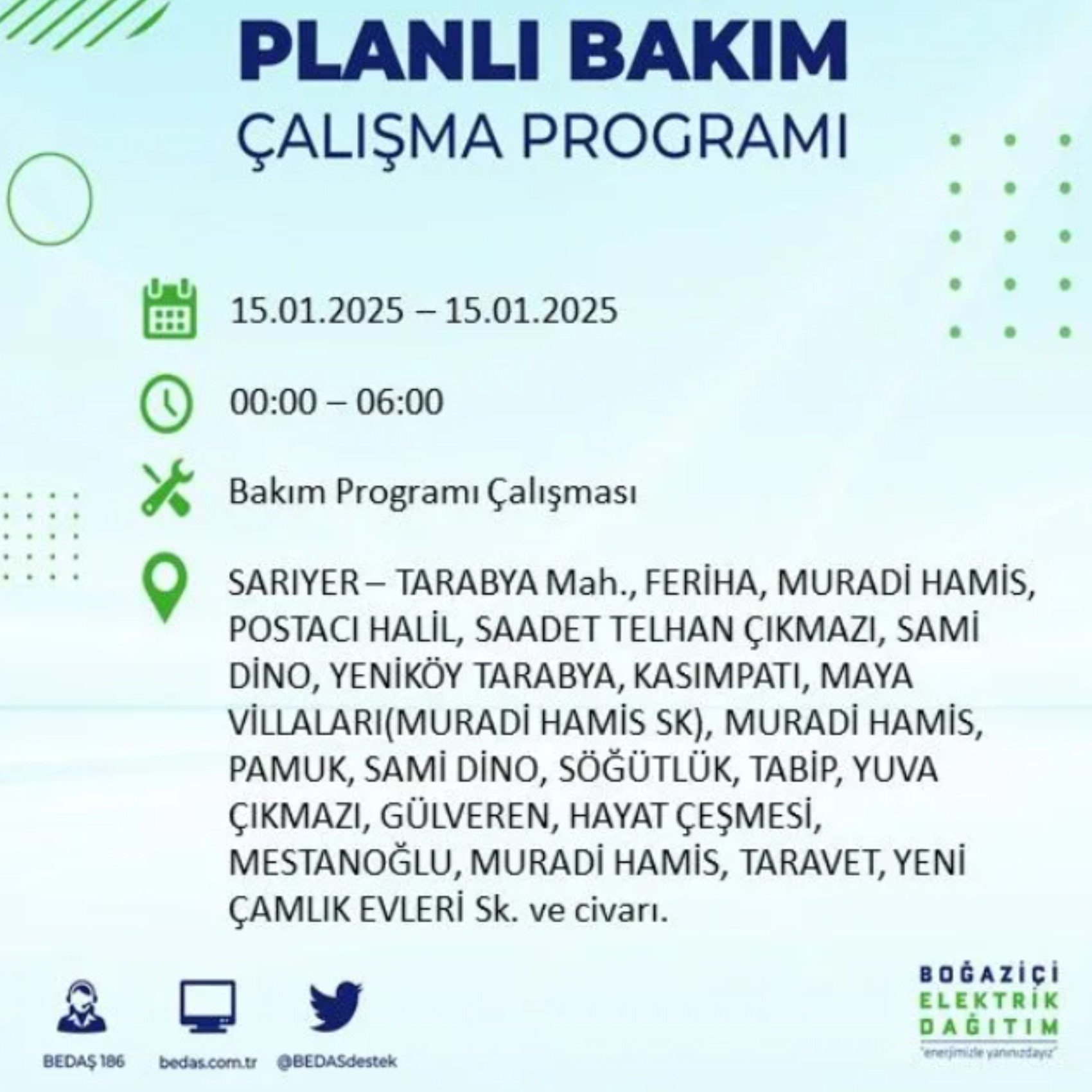 BEDAŞ açıkladı... İstanbul'da elektrik kesintisi: 15 Ocak'ta hangi mahalleler etkilenecek?