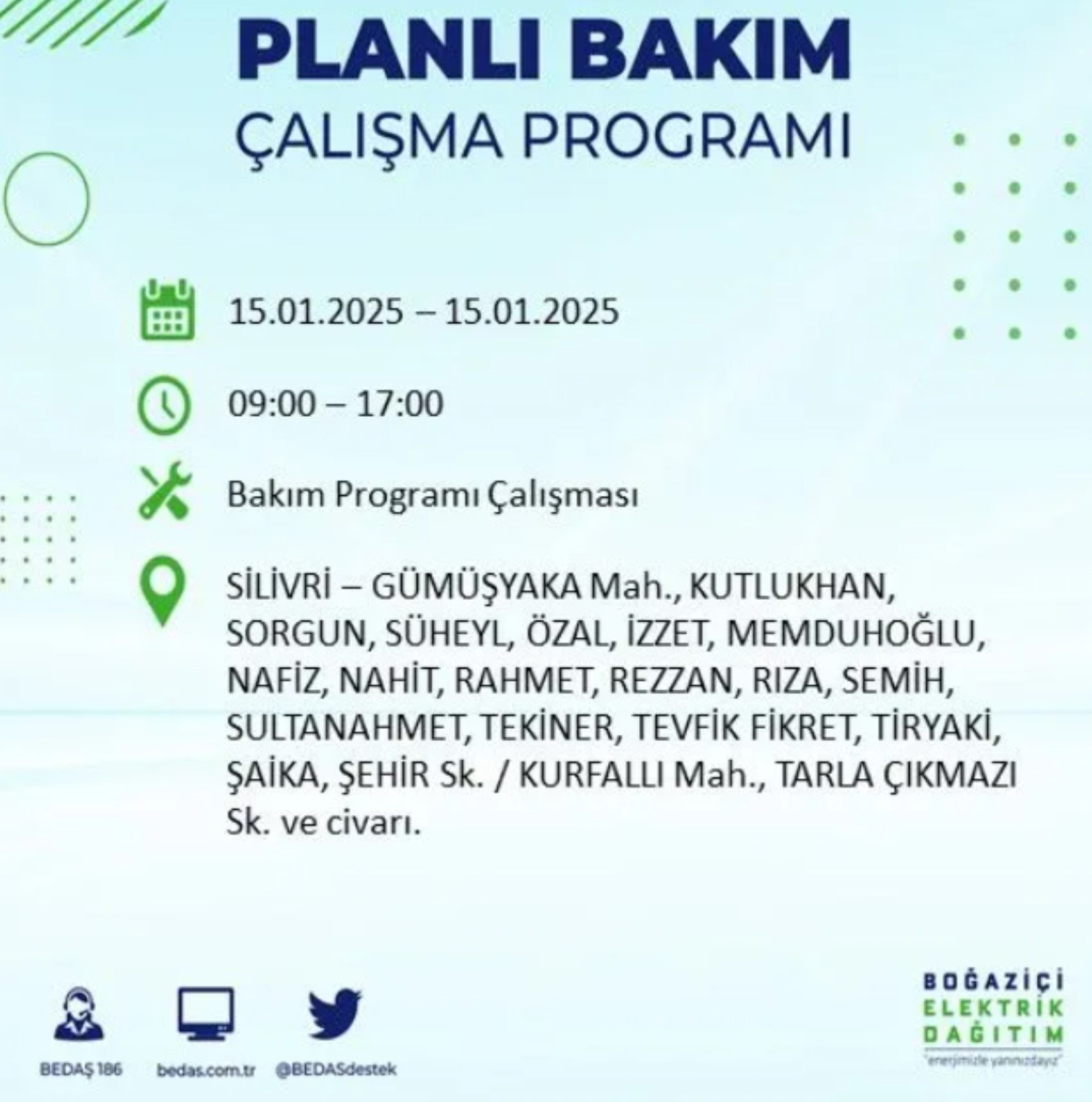 BEDAŞ açıkladı... İstanbul'da elektrik kesintisi: 15 Ocak'ta hangi mahalleler etkilenecek?