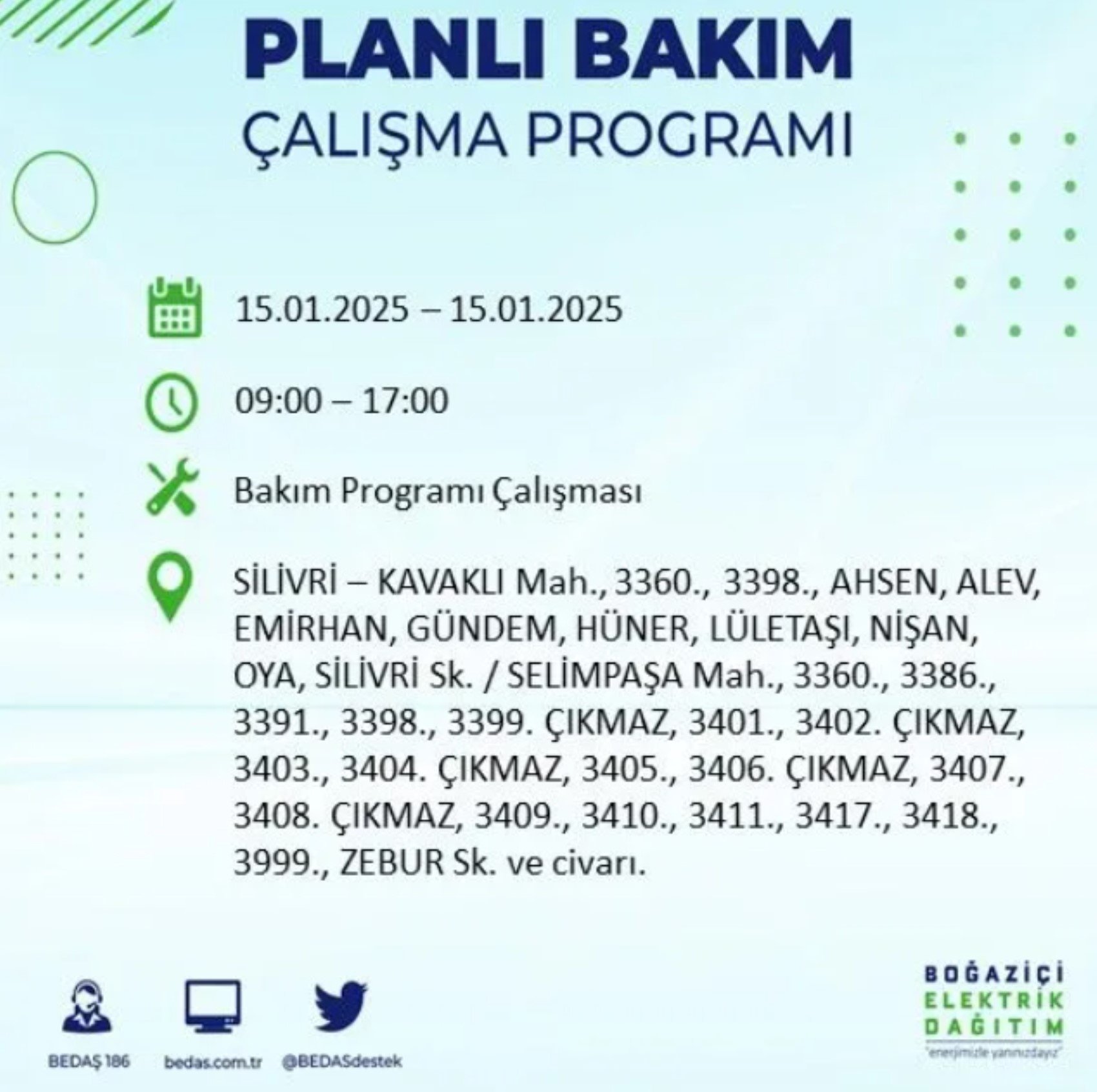 BEDAŞ açıkladı... İstanbul'da elektrik kesintisi: 15 Ocak'ta hangi mahalleler etkilenecek?