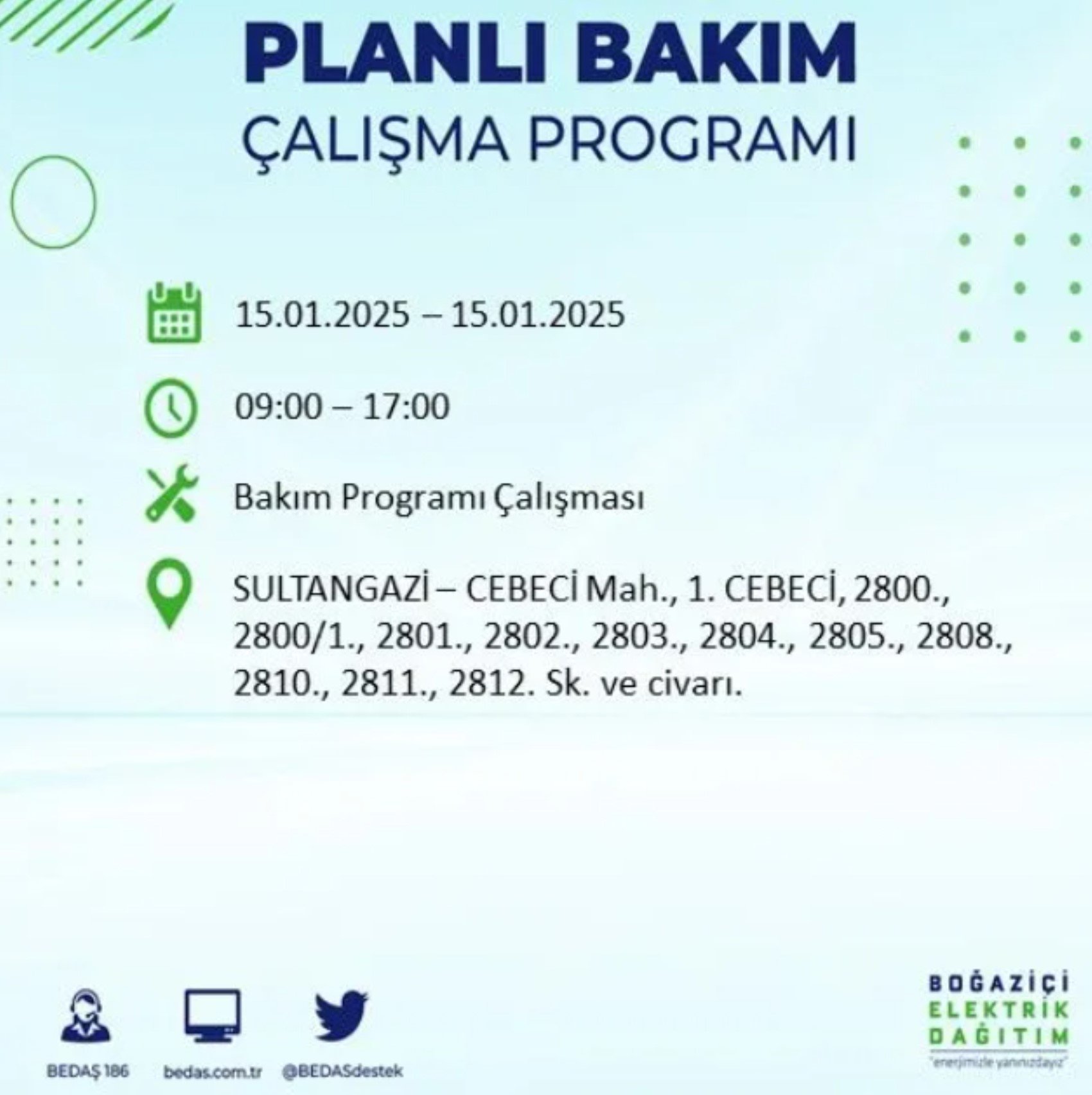 BEDAŞ açıkladı... İstanbul'da elektrik kesintisi: 15 Ocak'ta hangi mahalleler etkilenecek?