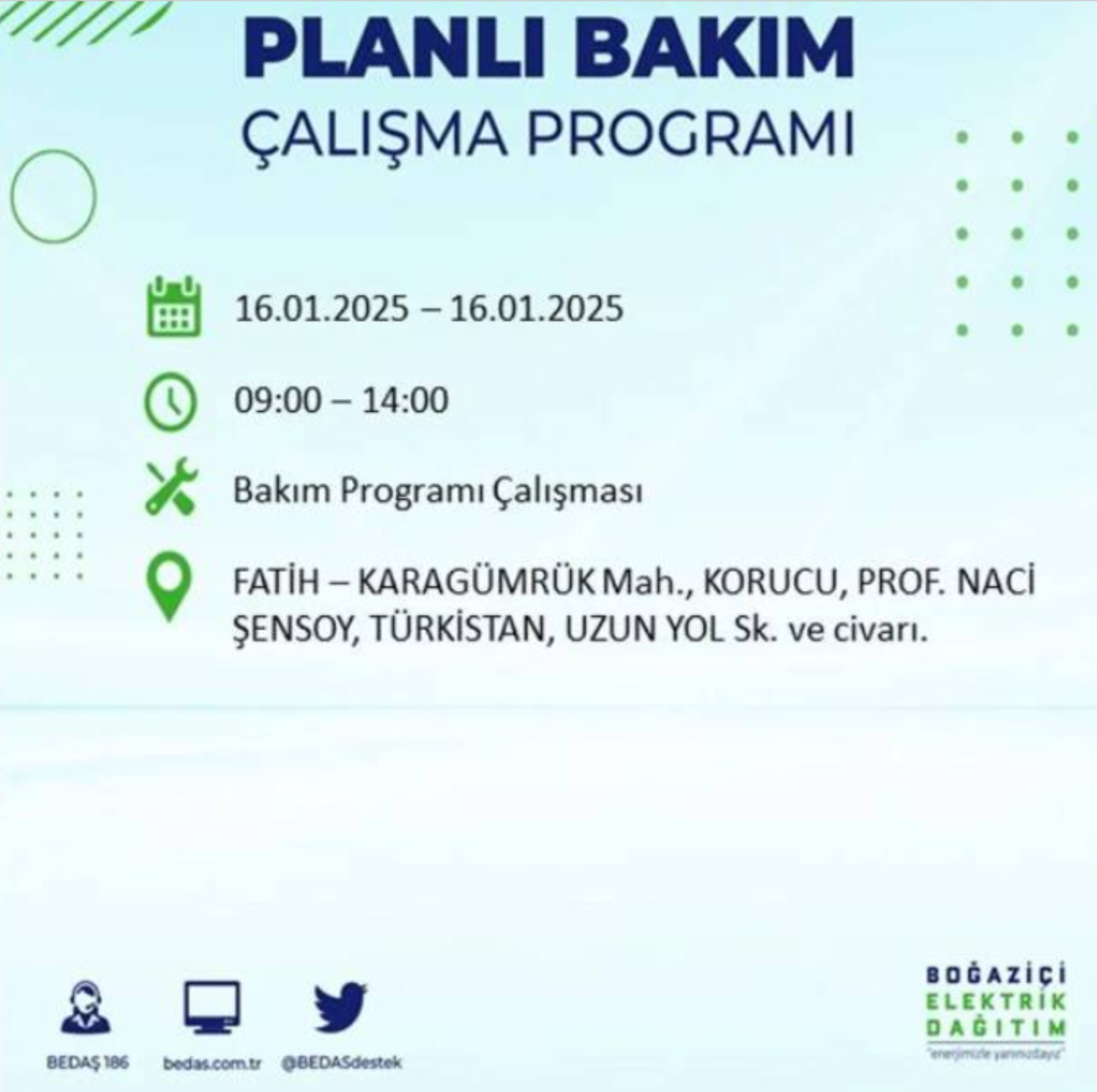 BEDAŞ açıkladı... İstanbul'da elektrik kesintisi: 16 Ocak'ta hangi mahalleler etkilenecek?