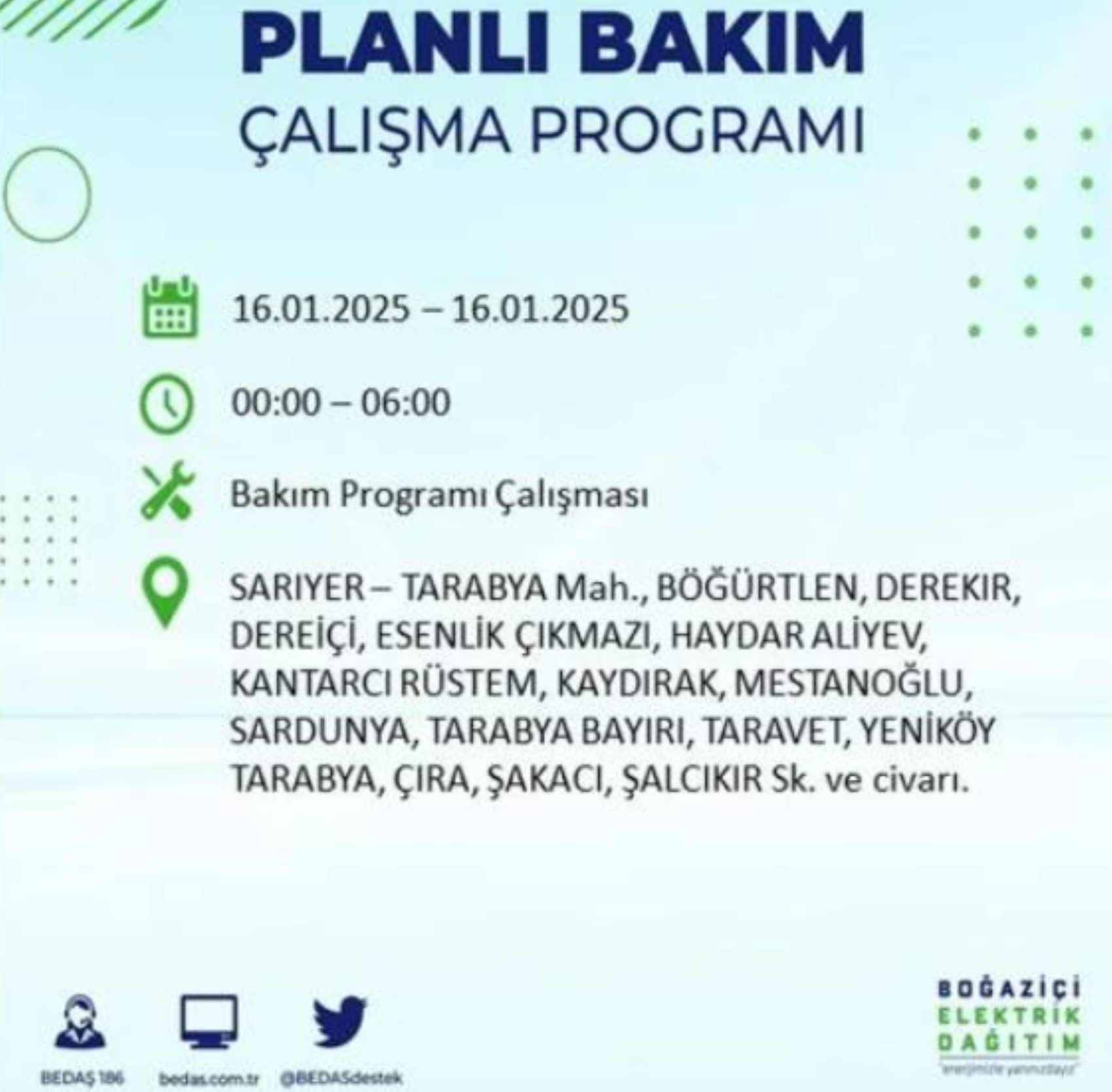 BEDAŞ açıkladı... İstanbul'da elektrik kesintisi: 16 Ocak'ta hangi mahalleler etkilenecek?