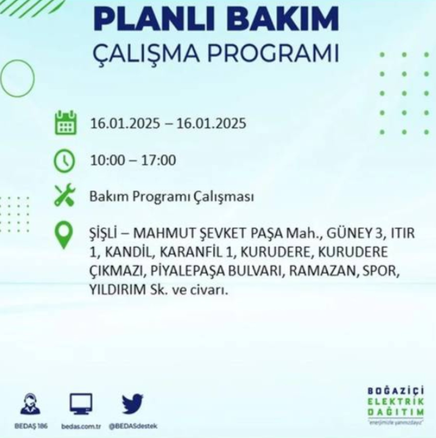 BEDAŞ açıkladı... İstanbul'da elektrik kesintisi: 16 Ocak'ta hangi mahalleler etkilenecek?