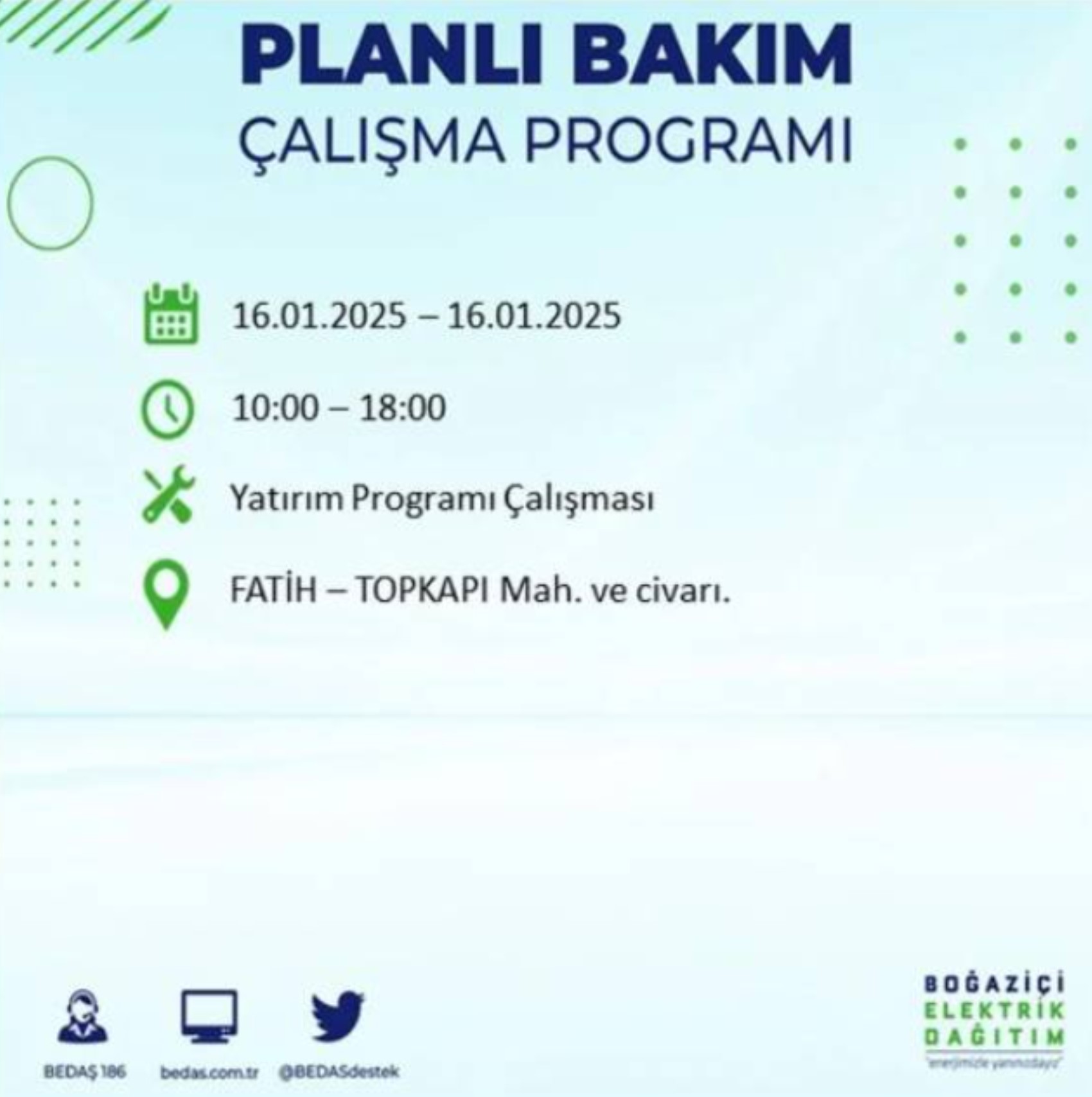 BEDAŞ açıkladı... İstanbul'da elektrik kesintisi: 16 Ocak'ta hangi mahalleler etkilenecek?