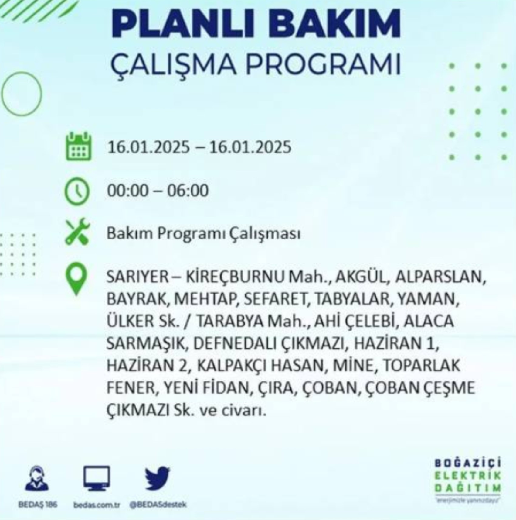 BEDAŞ açıkladı... İstanbul'da elektrik kesintisi: 16 Ocak'ta hangi mahalleler etkilenecek?