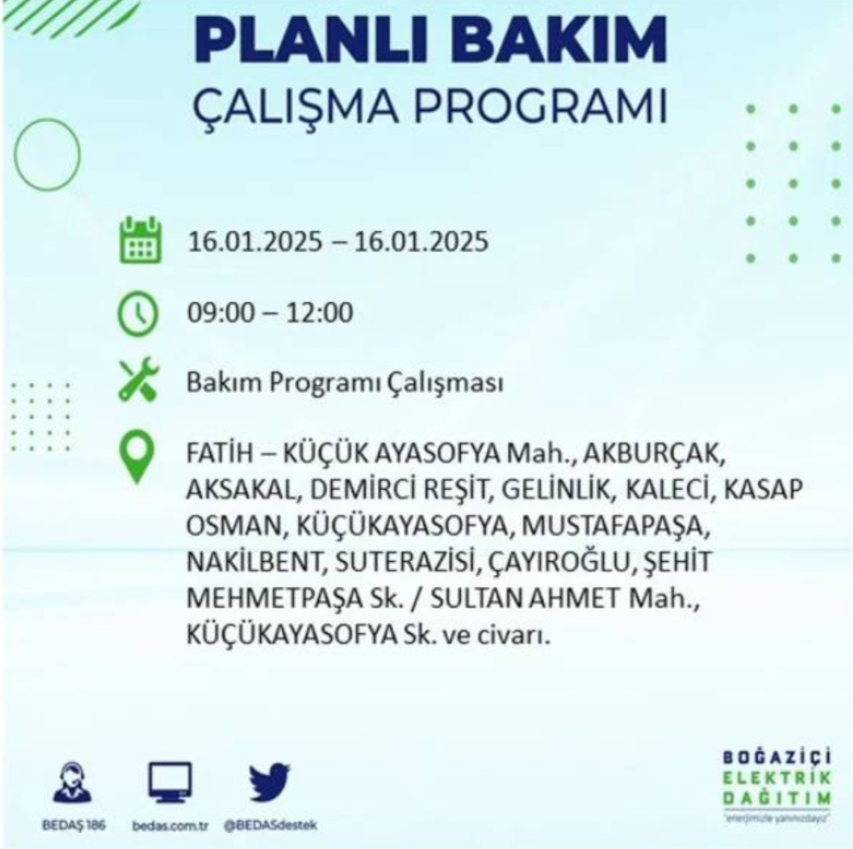 BEDAŞ açıkladı... İstanbul'da elektrik kesintisi: 16 Ocak'ta hangi mahalleler etkilenecek?