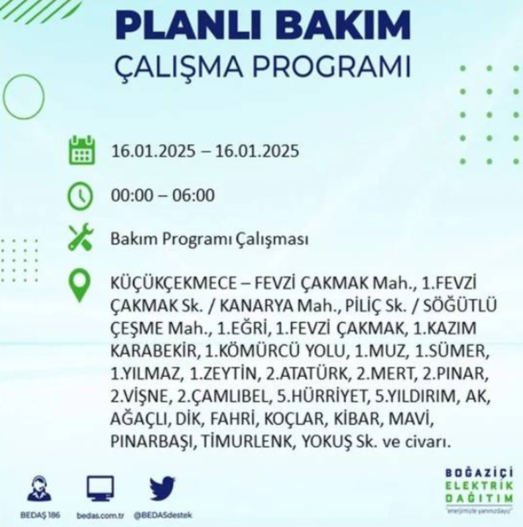 BEDAŞ açıkladı... İstanbul'da elektrik kesintisi: 16 Ocak'ta hangi mahalleler etkilenecek?