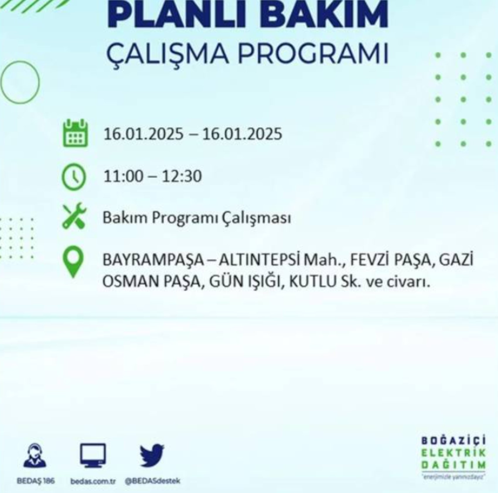 BEDAŞ açıkladı... İstanbul'da elektrik kesintisi: 16 Ocak'ta hangi mahalleler etkilenecek?