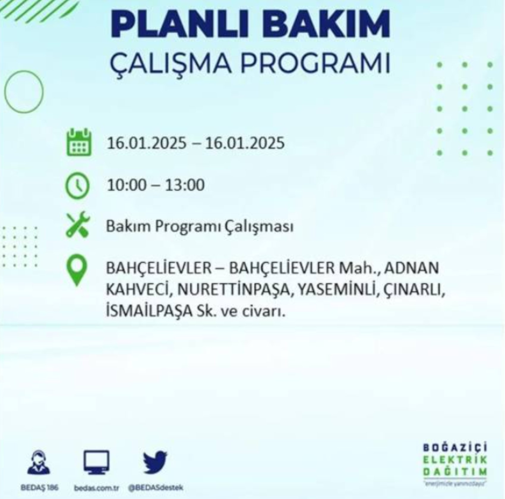 BEDAŞ açıkladı... İstanbul'da elektrik kesintisi: 16 Ocak'ta hangi mahalleler etkilenecek?