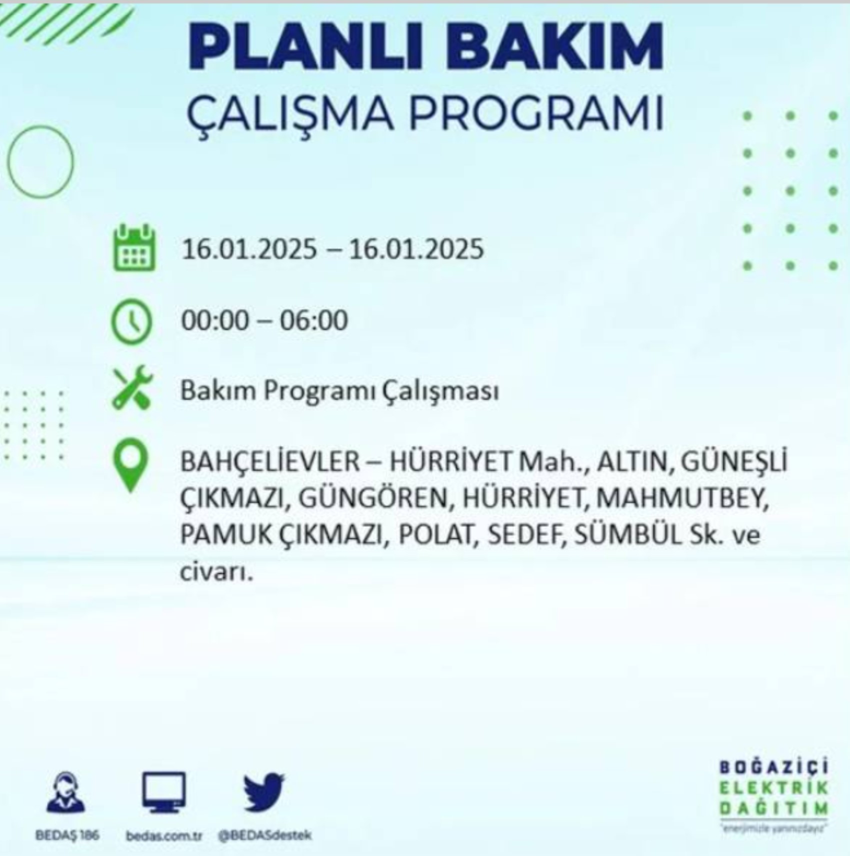 BEDAŞ açıkladı... İstanbul'da elektrik kesintisi: 16 Ocak'ta hangi mahalleler etkilenecek?