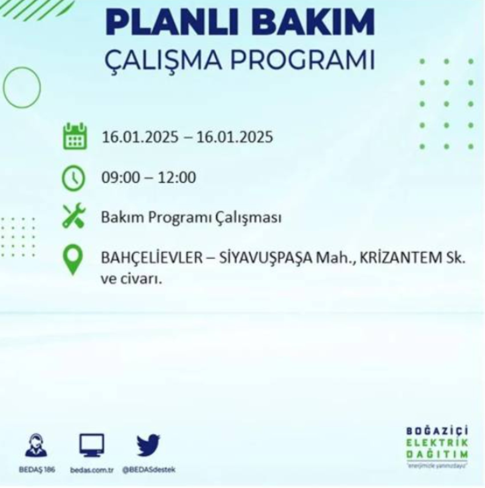 BEDAŞ açıkladı... İstanbul'da elektrik kesintisi: 16 Ocak'ta hangi mahalleler etkilenecek?