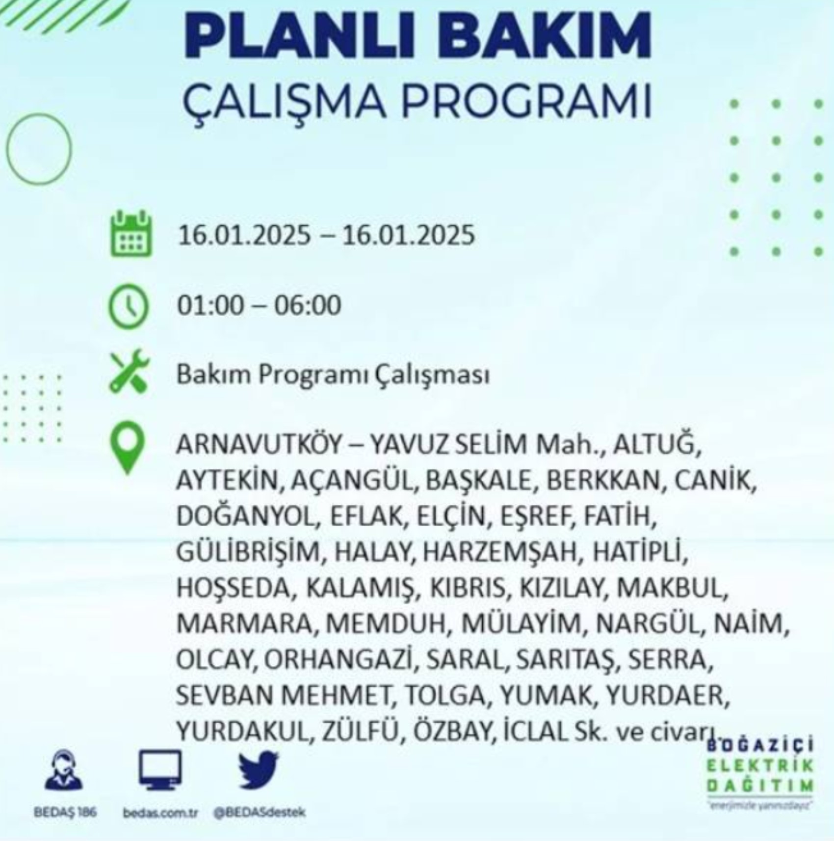 BEDAŞ açıkladı... İstanbul'da elektrik kesintisi: 16 Ocak'ta hangi mahalleler etkilenecek?