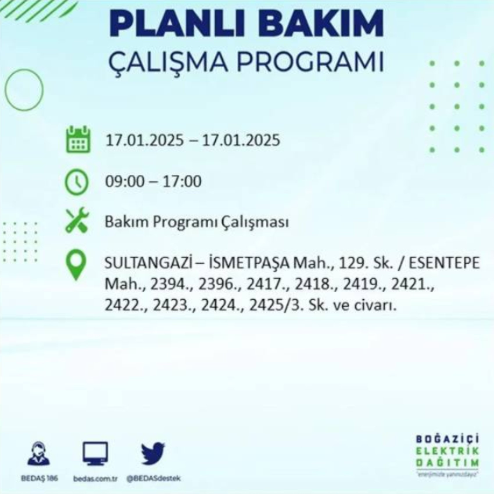 BEDAŞ açıkladı... İstanbul'da elektrik kesintisi: 17 Ocak'ta hangi mahalleler etkilenecek?