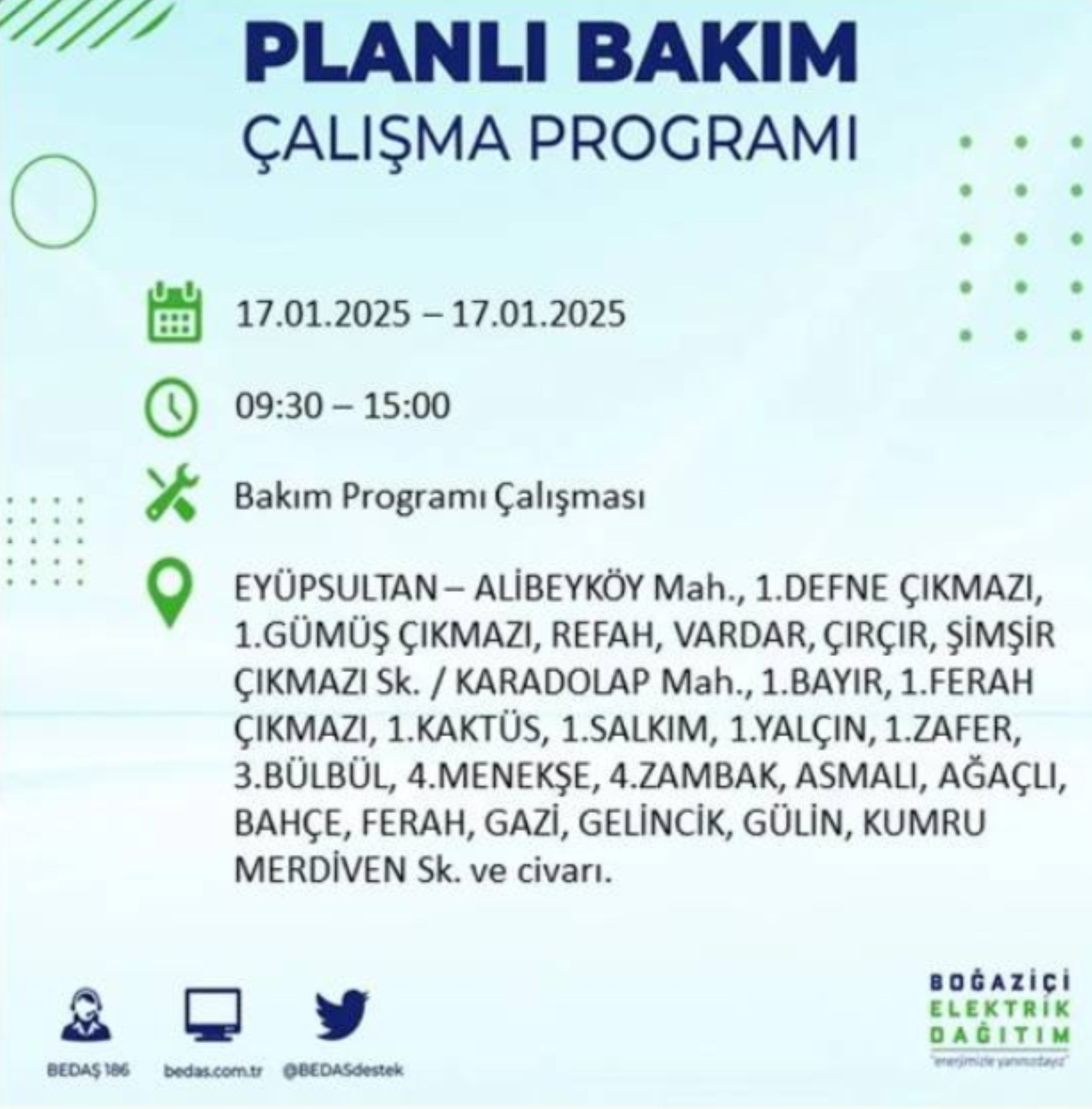 BEDAŞ açıkladı... İstanbul'da elektrik kesintisi: 17 Ocak'ta hangi mahalleler etkilenecek?