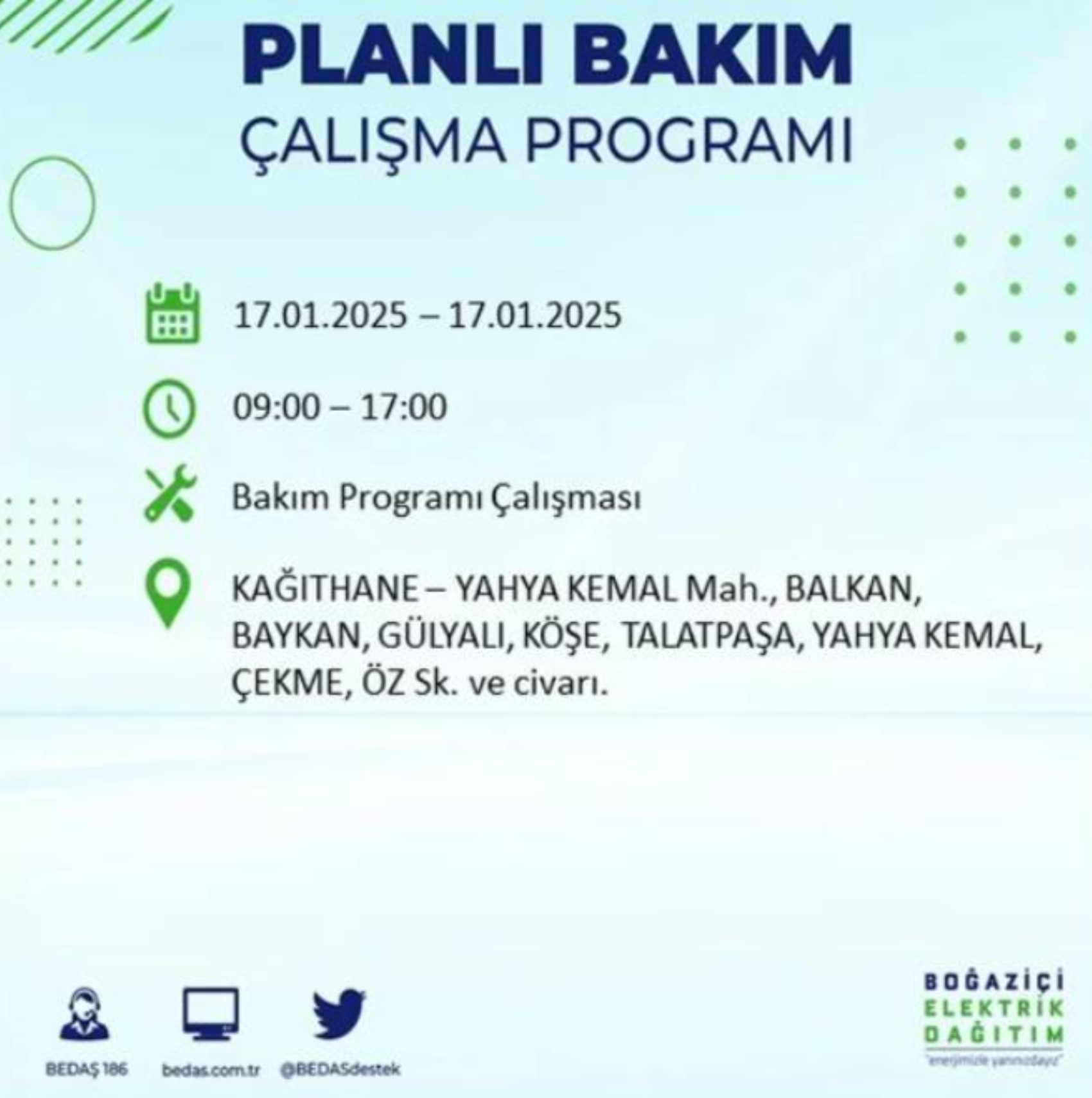 BEDAŞ açıkladı... İstanbul'da elektrik kesintisi: 17 Ocak'ta hangi mahalleler etkilenecek?