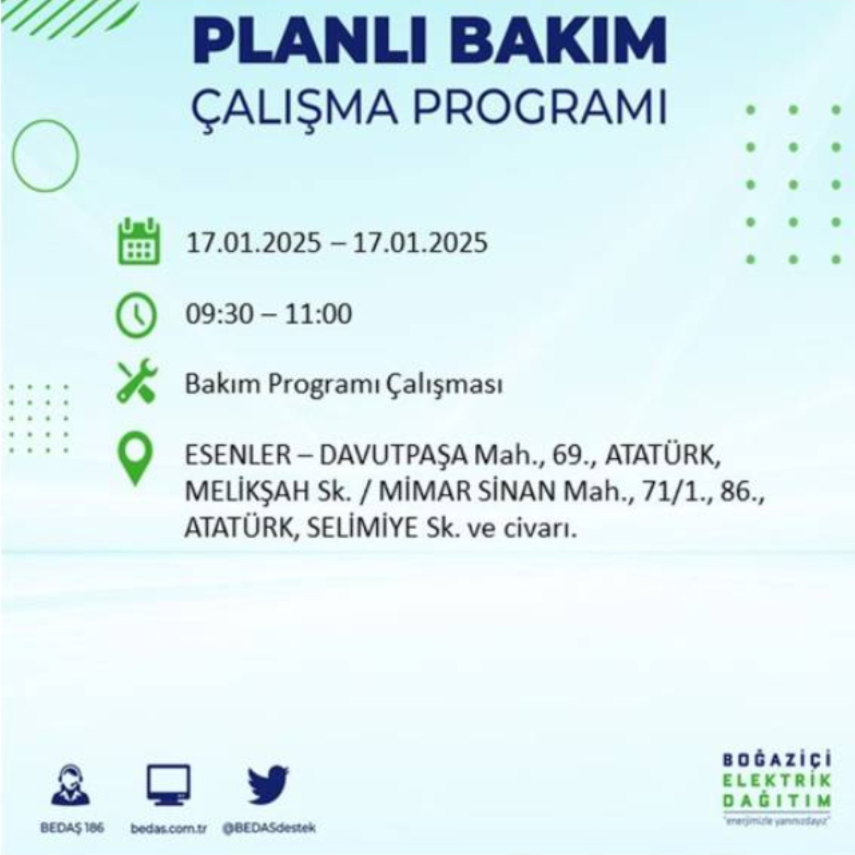 BEDAŞ açıkladı... İstanbul'da elektrik kesintisi: 17 Ocak'ta hangi mahalleler etkilenecek?