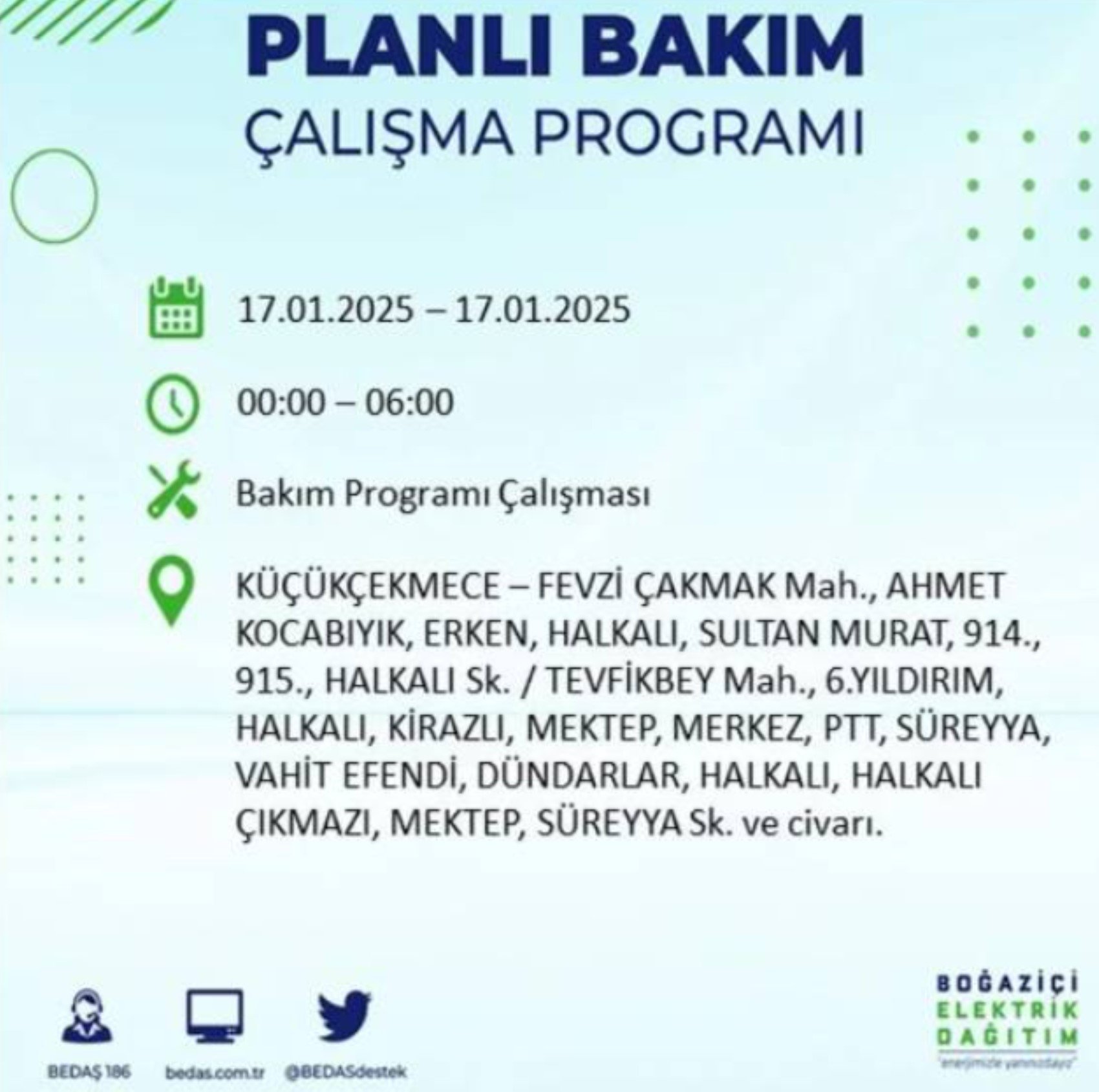 BEDAŞ açıkladı... İstanbul'da elektrik kesintisi: 17 Ocak'ta hangi mahalleler etkilenecek?