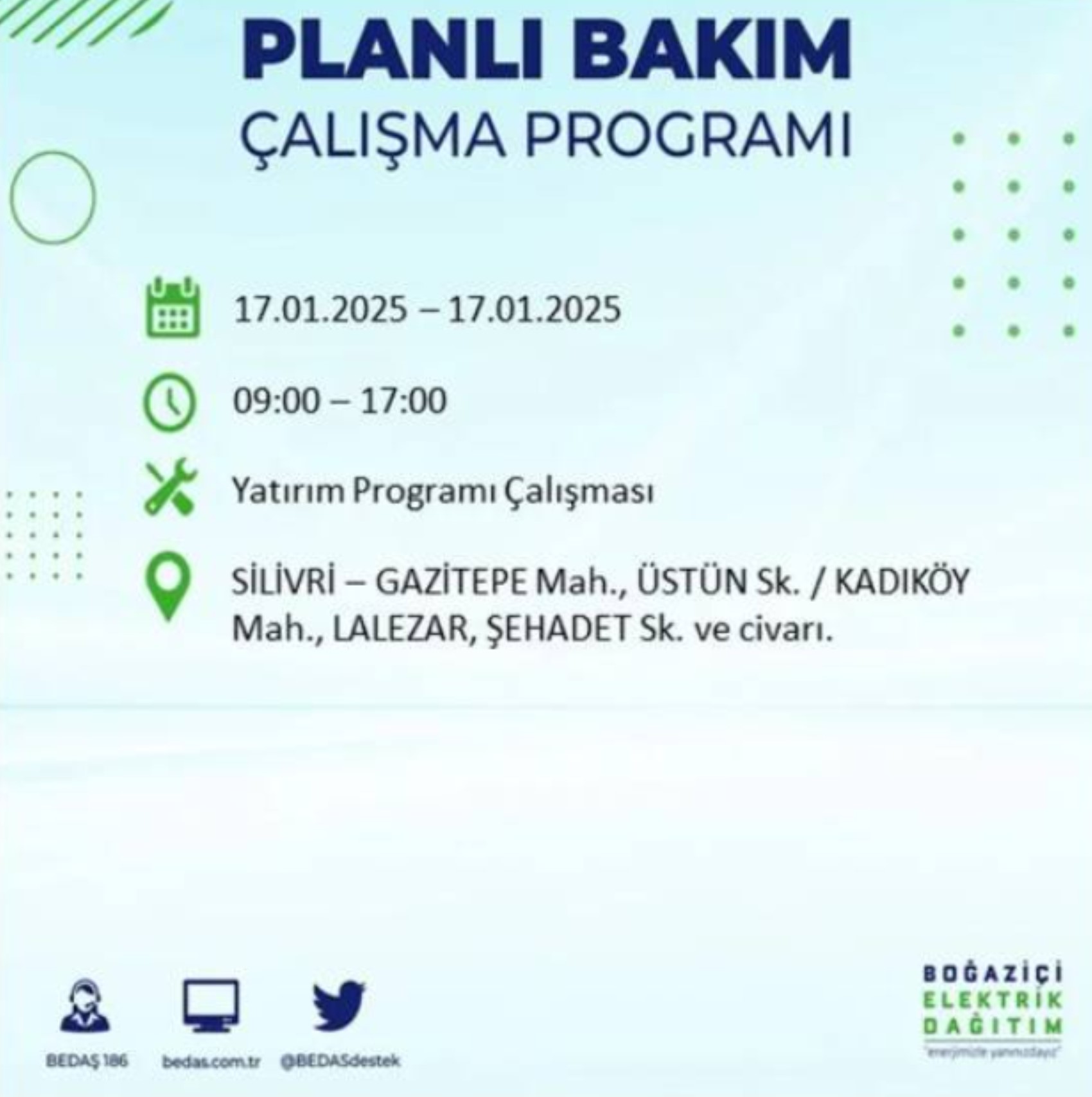 BEDAŞ açıkladı... İstanbul'da elektrik kesintisi: 17 Ocak'ta hangi mahalleler etkilenecek?