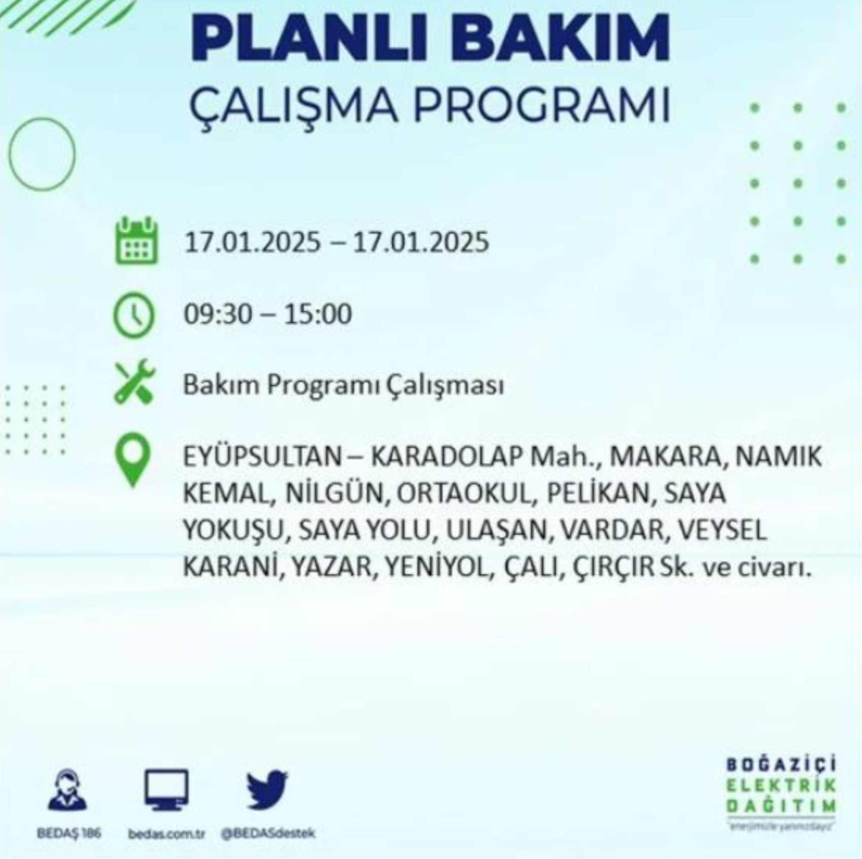 BEDAŞ açıkladı... İstanbul'da elektrik kesintisi: 17 Ocak'ta hangi mahalleler etkilenecek?