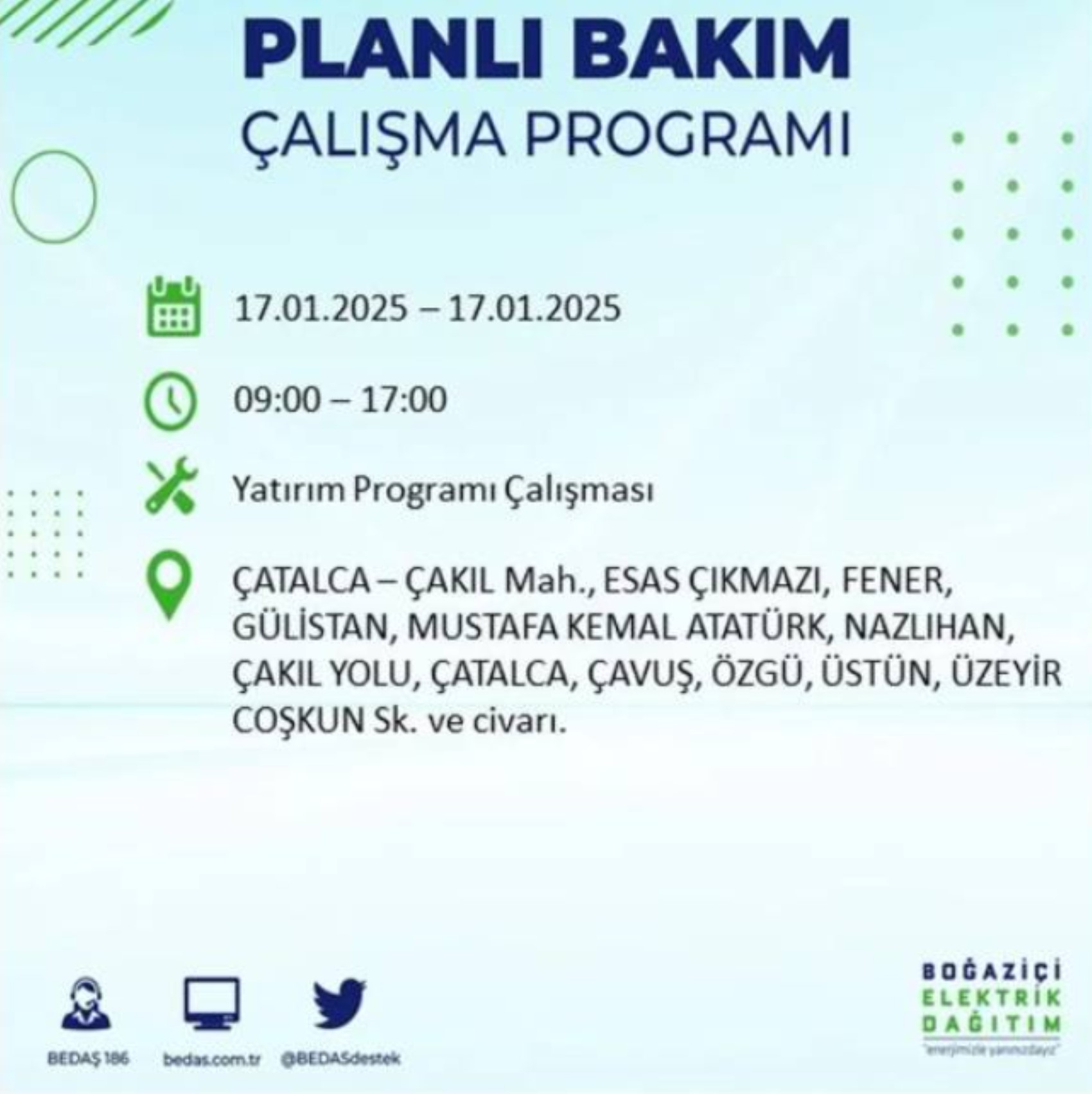 BEDAŞ açıkladı... İstanbul'da elektrik kesintisi: 17 Ocak'ta hangi mahalleler etkilenecek?