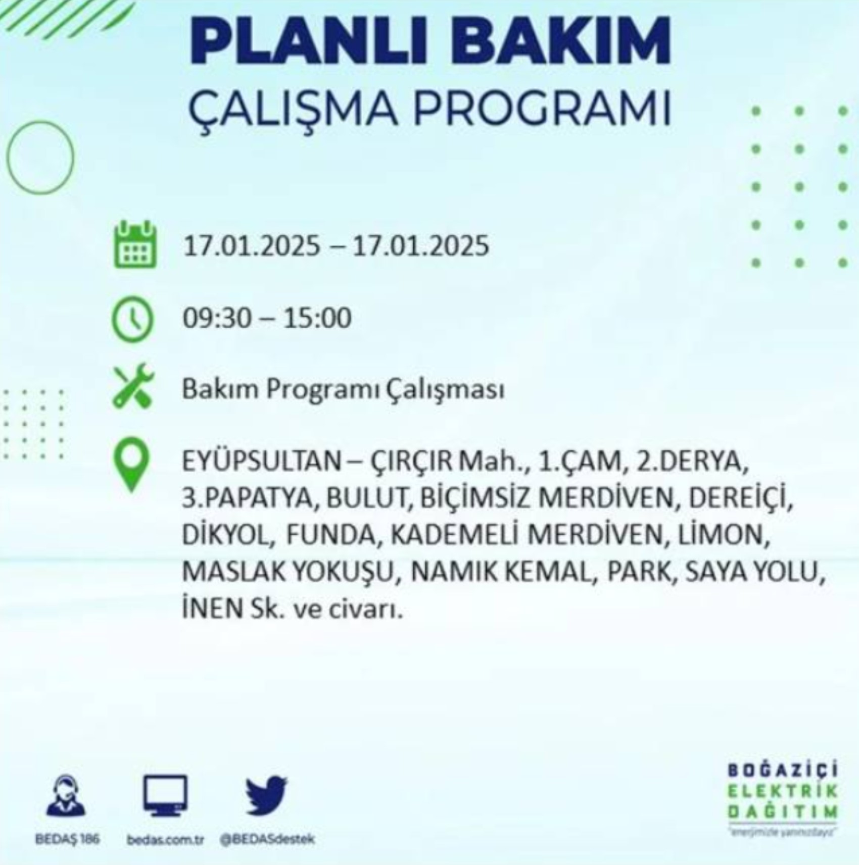 BEDAŞ açıkladı... İstanbul'da elektrik kesintisi: 17 Ocak'ta hangi mahalleler etkilenecek?