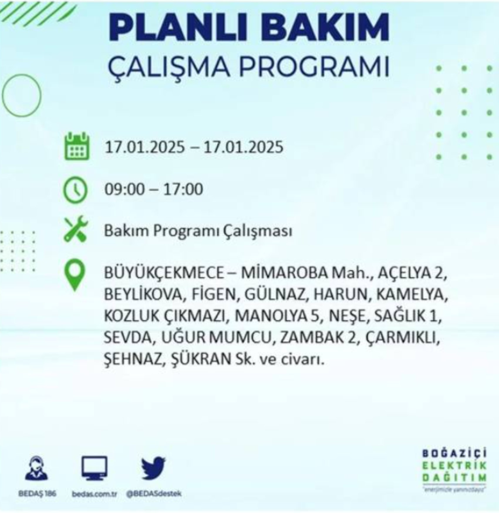 BEDAŞ açıkladı... İstanbul'da elektrik kesintisi: 17 Ocak'ta hangi mahalleler etkilenecek?