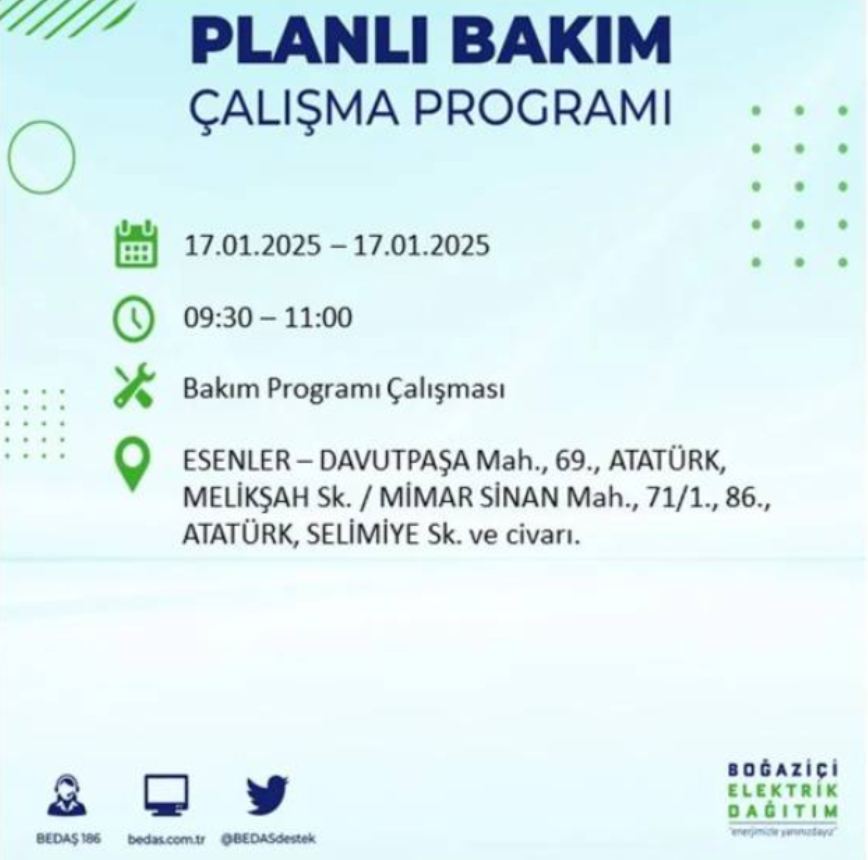 BEDAŞ açıkladı... İstanbul'da elektrik kesintisi: 17 Ocak'ta hangi mahalleler etkilenecek?