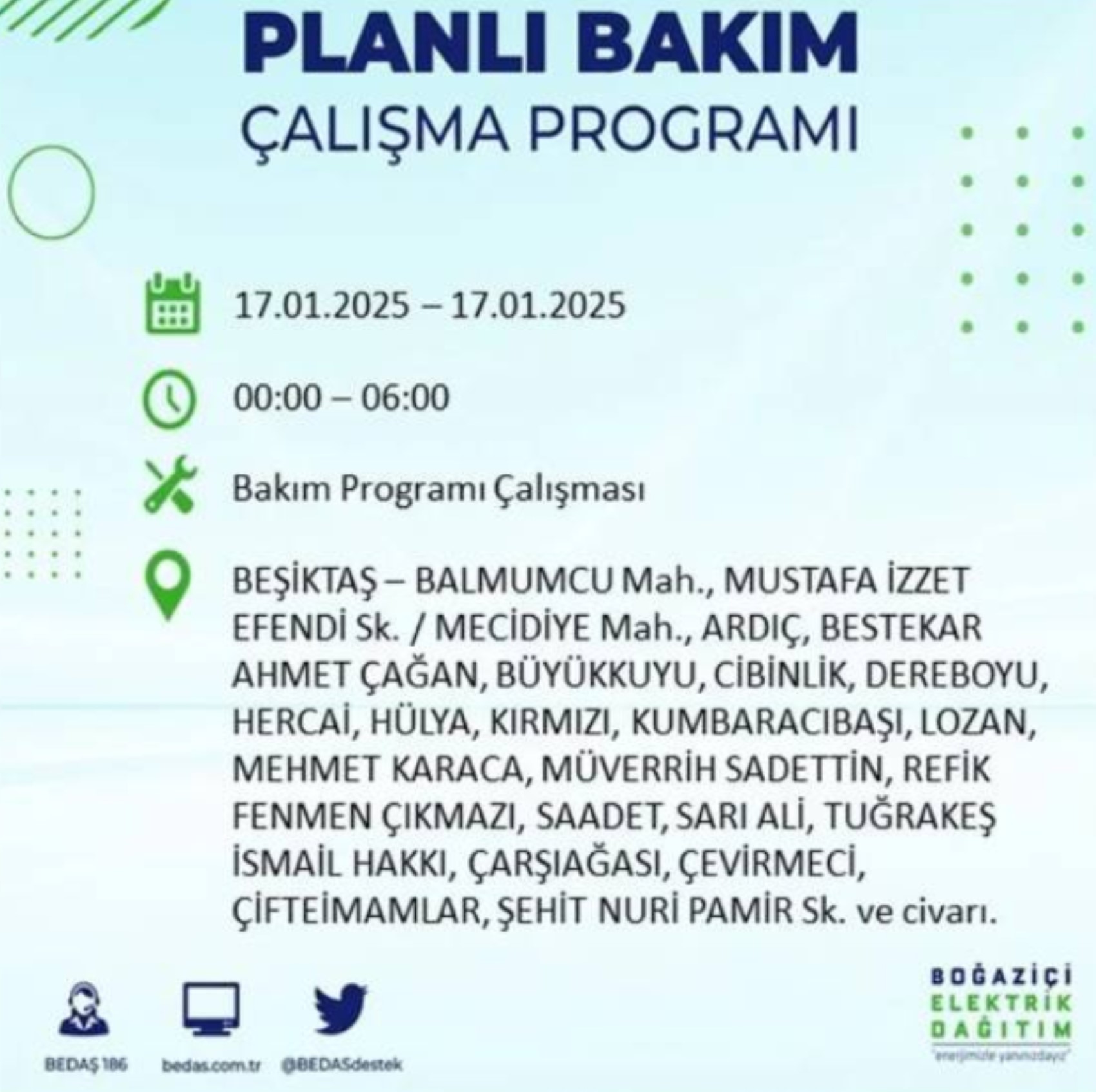 BEDAŞ açıkladı... İstanbul'da elektrik kesintisi: 17 Ocak'ta hangi mahalleler etkilenecek?