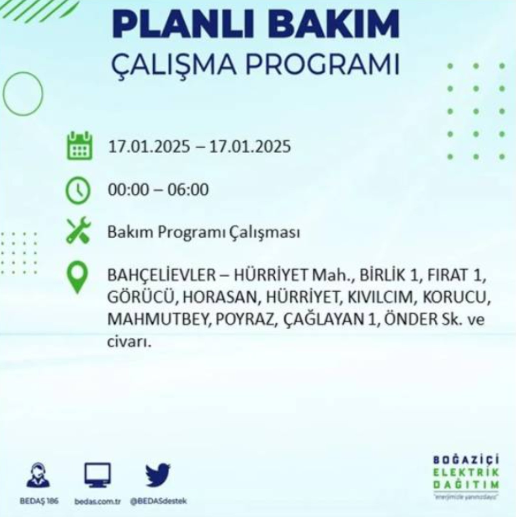 BEDAŞ açıkladı... İstanbul'da elektrik kesintisi: 17 Ocak'ta hangi mahalleler etkilenecek?