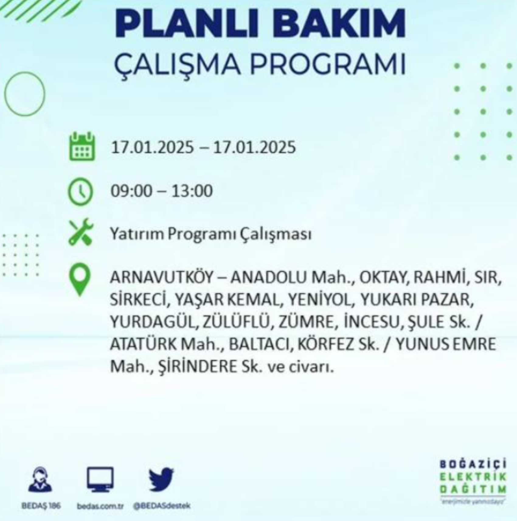 BEDAŞ açıkladı... İstanbul'da elektrik kesintisi: 17 Ocak'ta hangi mahalleler etkilenecek?