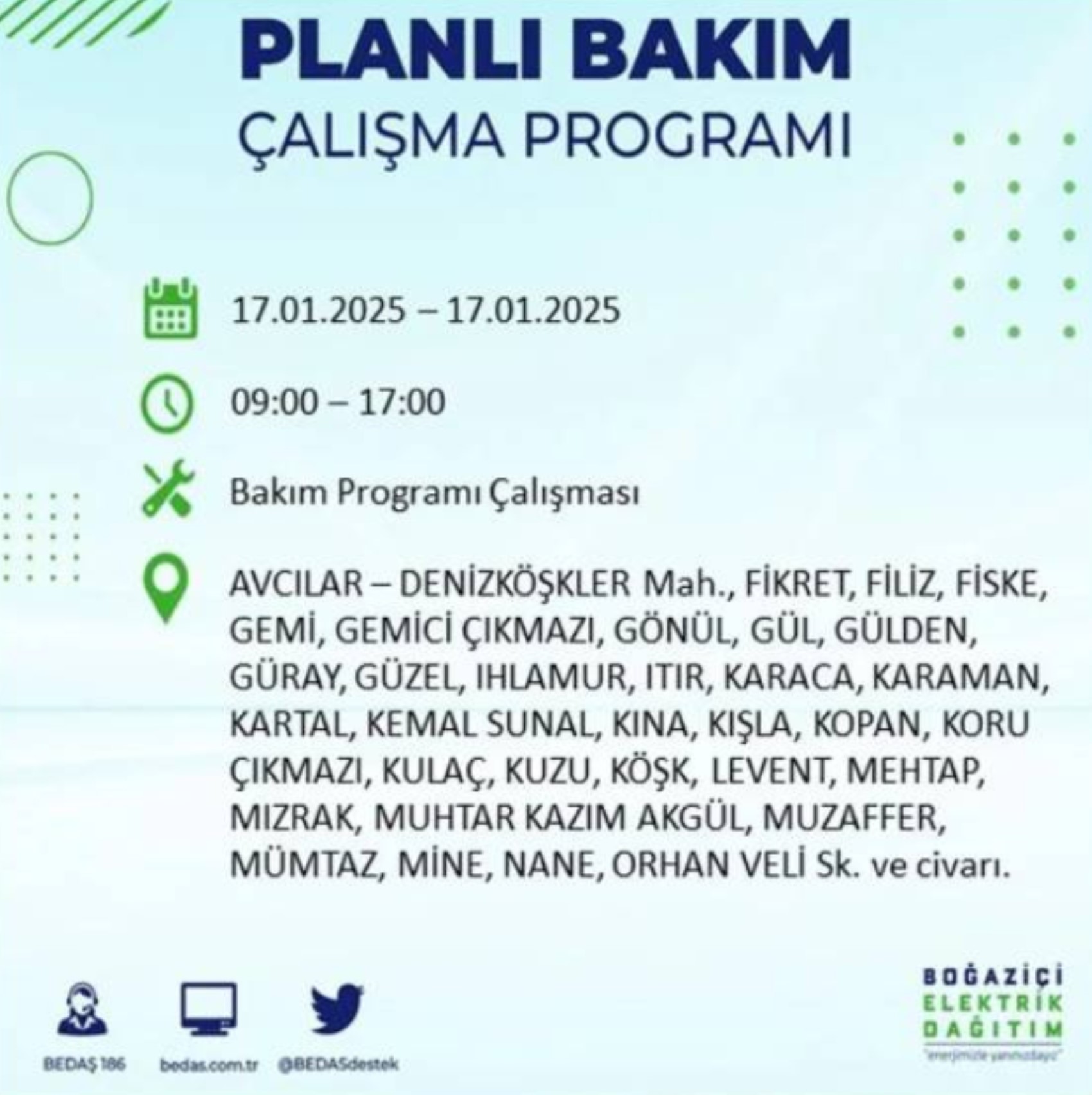 BEDAŞ açıkladı... İstanbul'da elektrik kesintisi: 17 Ocak'ta hangi mahalleler etkilenecek?