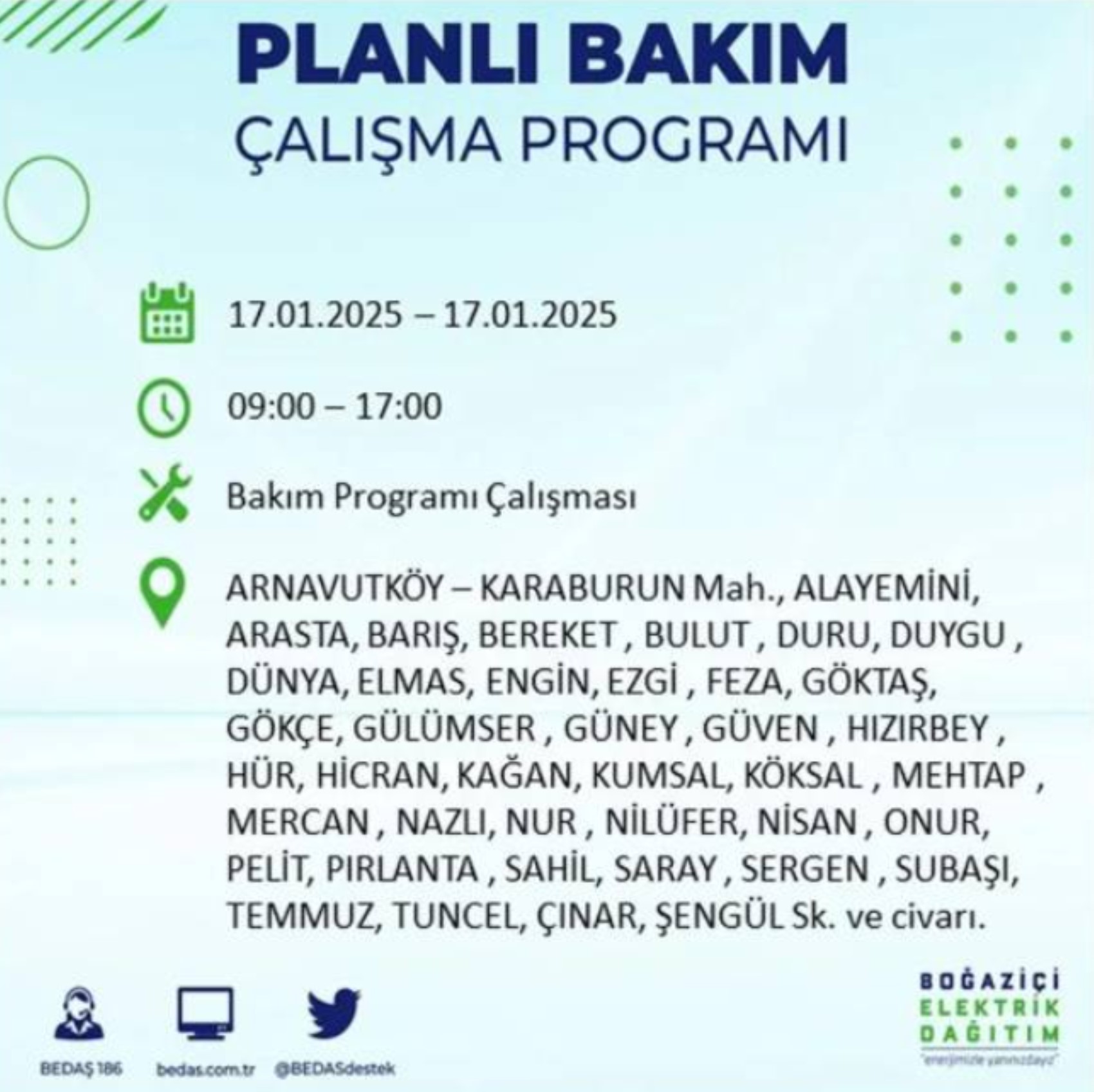 BEDAŞ açıkladı... İstanbul'da elektrik kesintisi: 17 Ocak'ta hangi mahalleler etkilenecek?