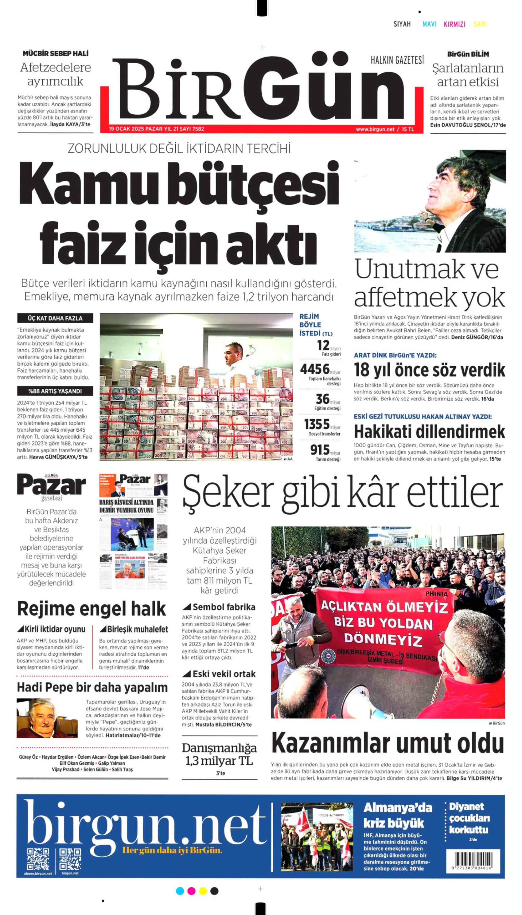 19 Ocak 2025 gazete manşetleri: Erdoğan ve Özel arasındaki 'turp' polemiği gazetelerde