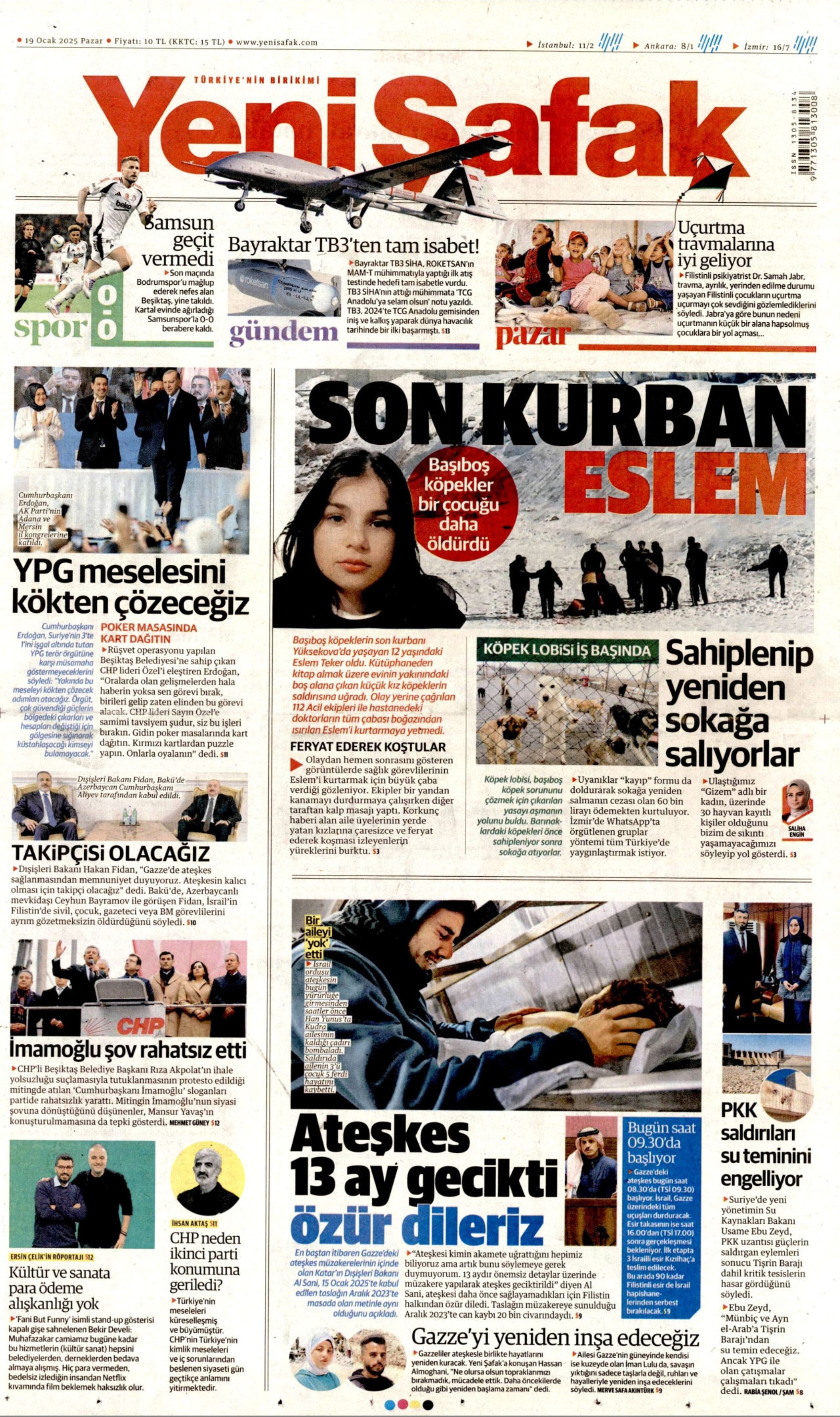 19 Ocak 2025 gazete manşetleri: Erdoğan ve Özel arasındaki 'turp' polemiği gazetelerde