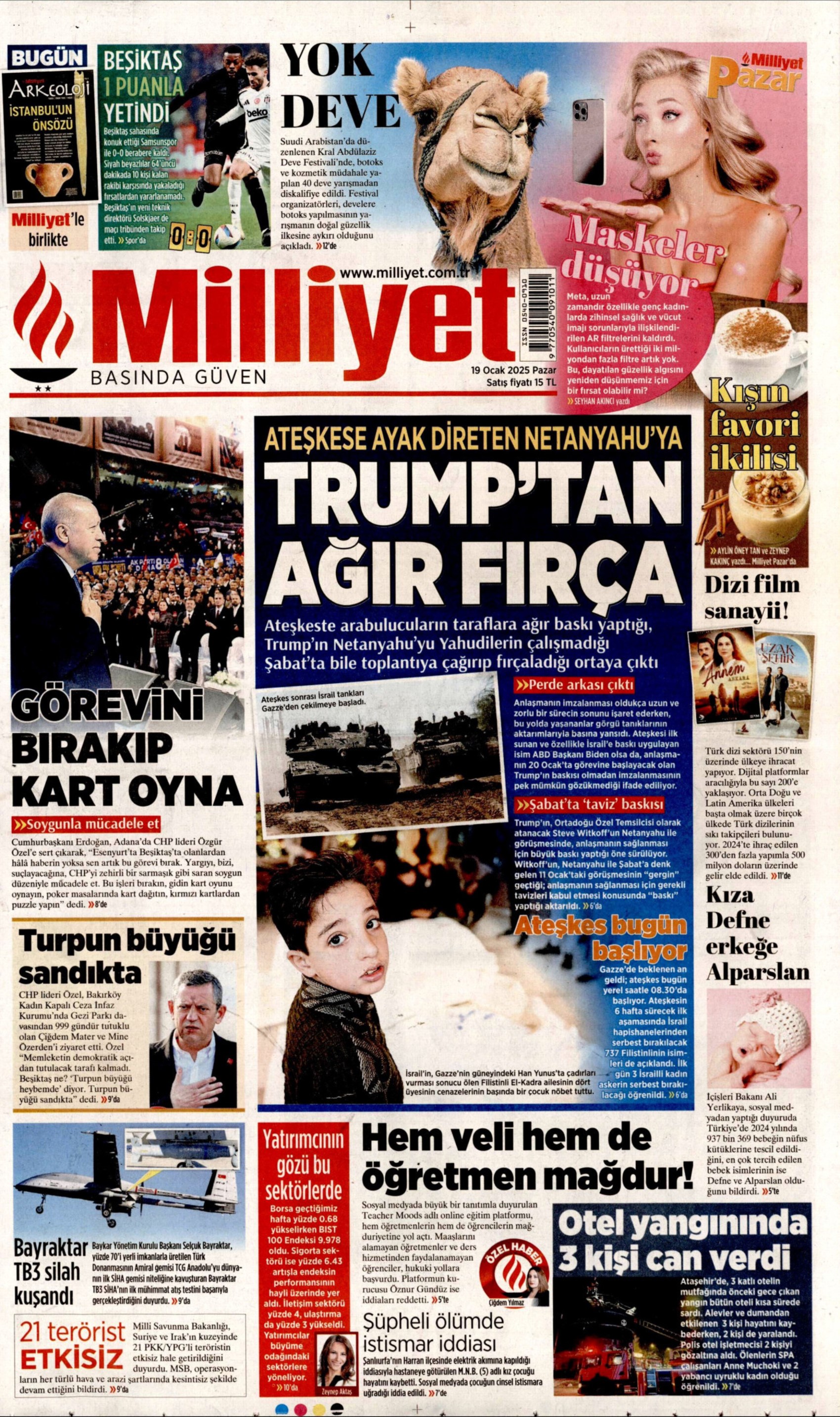19 Ocak 2025 gazete manşetleri: Erdoğan ve Özel arasındaki 'turp' polemiği gazetelerde