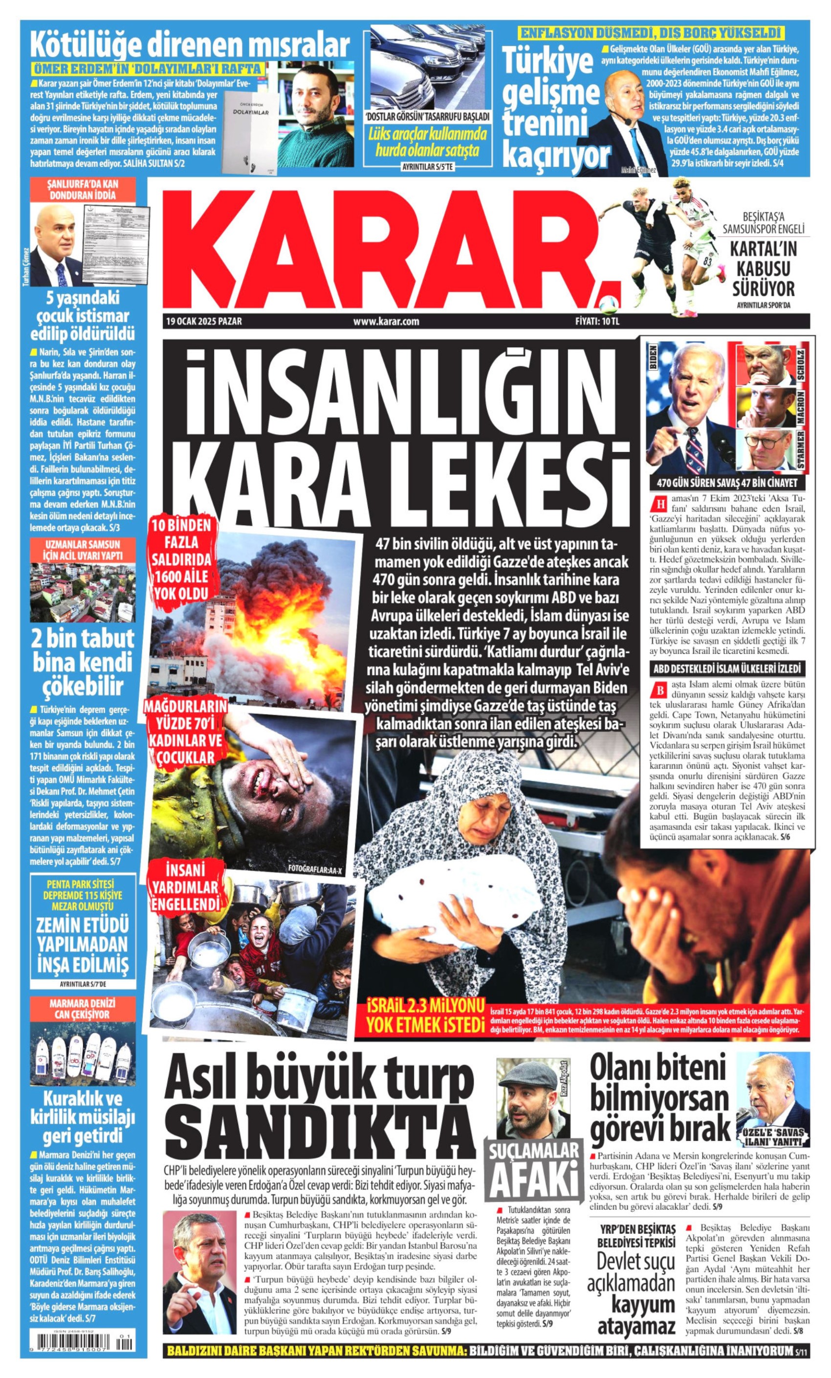 19 Ocak 2025 gazete manşetleri: Erdoğan ve Özel arasındaki 'turp' polemiği gazetelerde